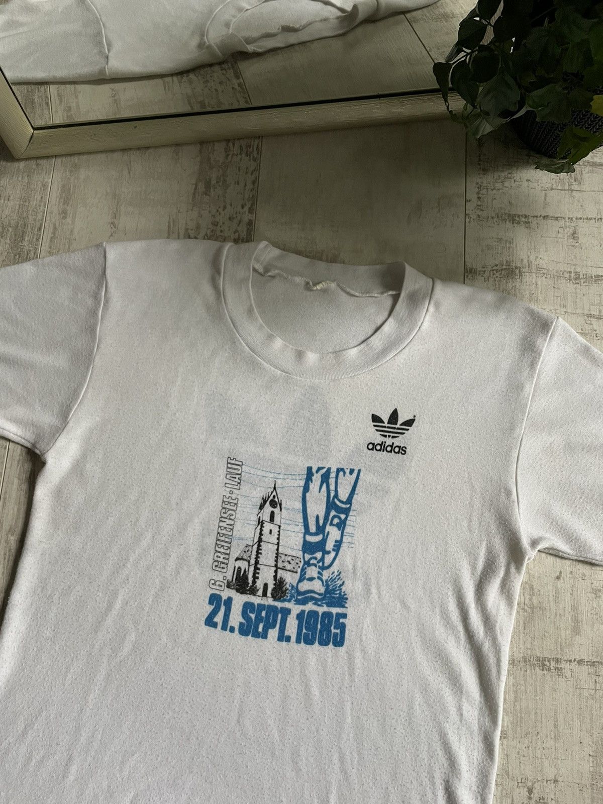 Adidas × Vintage Vintage Adidas 1985 G.Greifensee-Lauf Marathon Run T-Shirt Size US S / EU 44-46 / 1 - 3 Thumbnail
