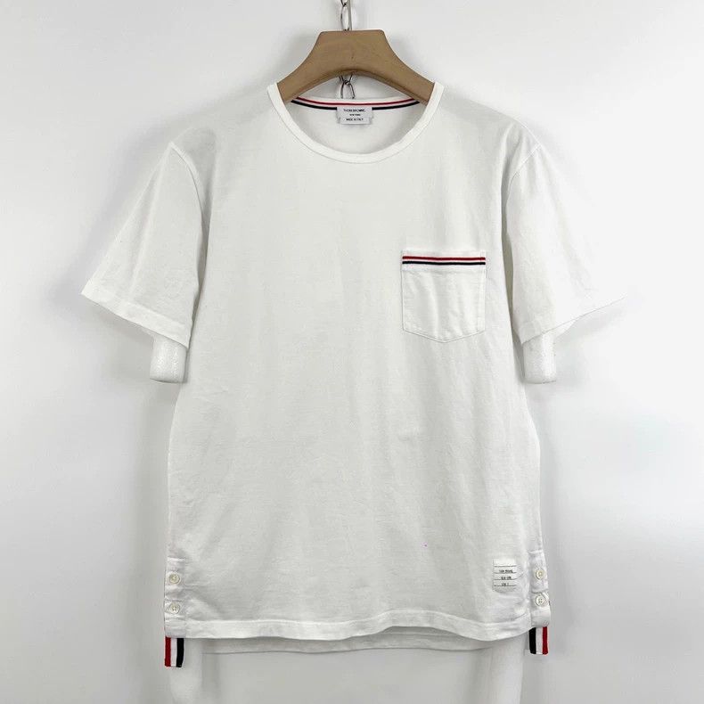 Thom Browne Thom Browne White pocketed striped short sleeves Size US M / EU 48-50 / 2 - 1 Thumbnail