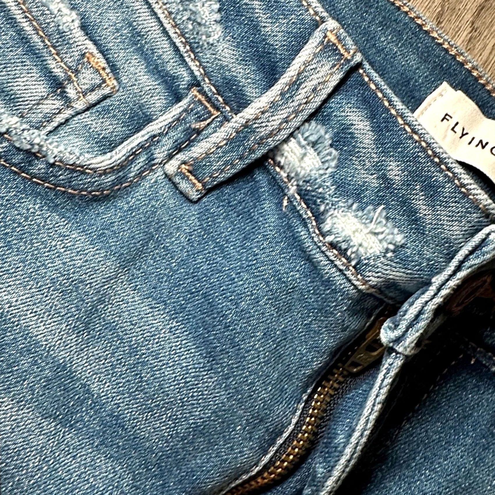 Vintage Flying Monkey Black Label High Rise Crop Flare Raw Hem Jeans 29 Women NWT Blue Jeans Flared Cotton Polyester Rayon Spandex 26.5 Inseam Womens Size 29" - 6 Thumbnail