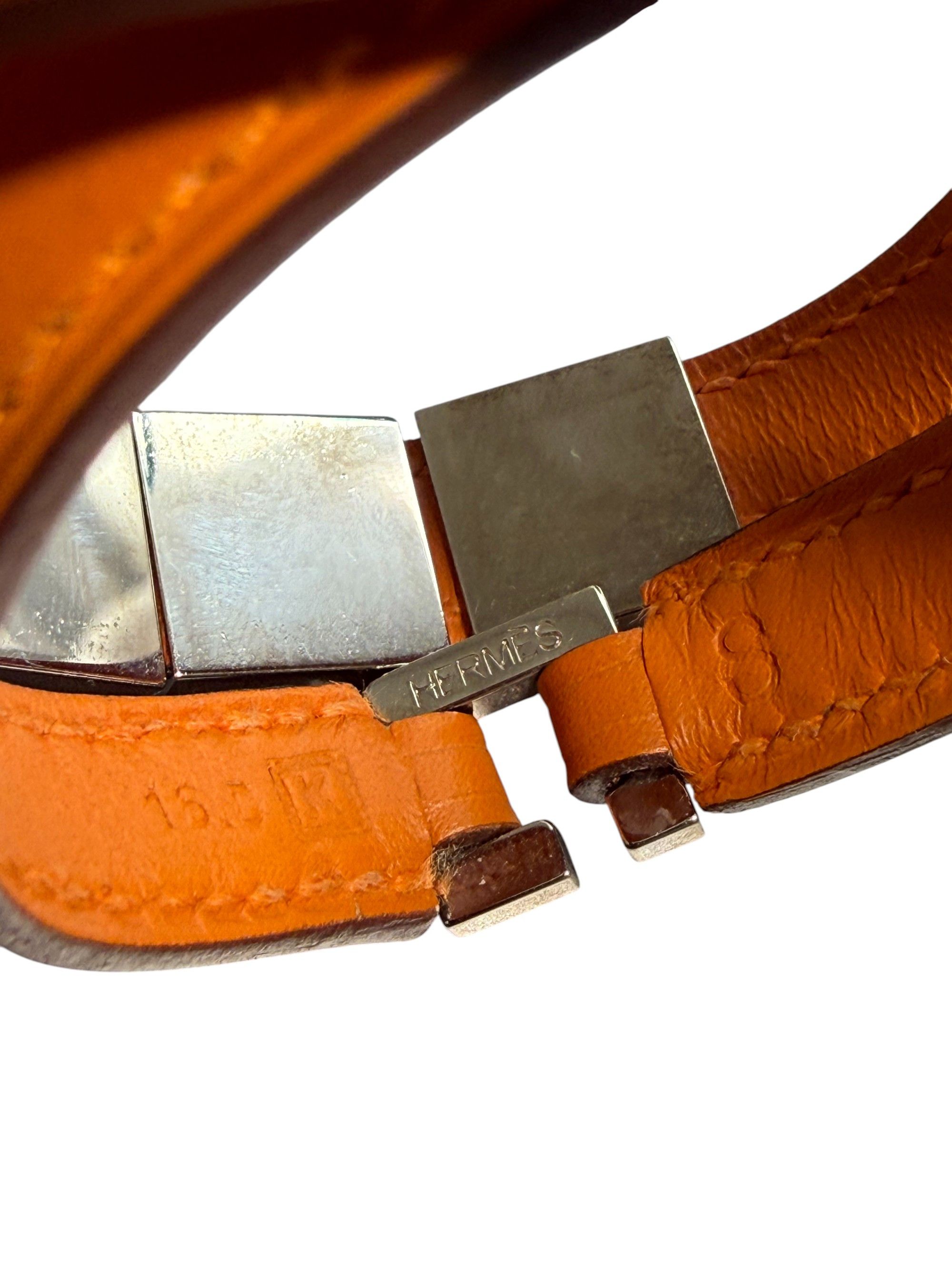 Hermes Hermes Medor Double Wrap Leather Bracelet Orange Small Size ONE SIZE - 11 Thumbnail