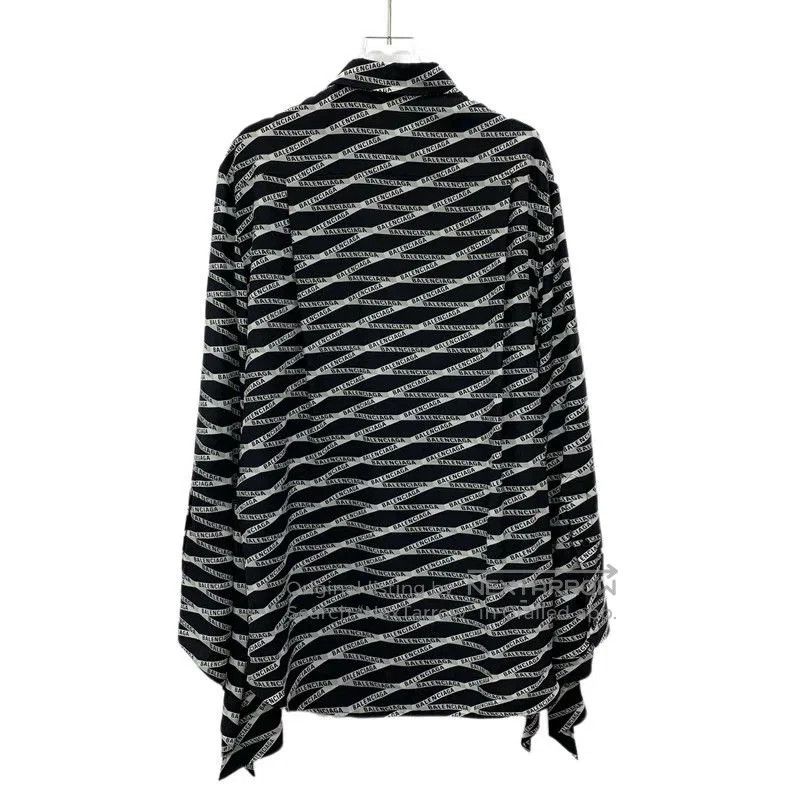 Balenciaga Balenciaga Black Logo Silk Long Sleeve Shirt. Size US XXS / EU 40 - 2 Thumbnail