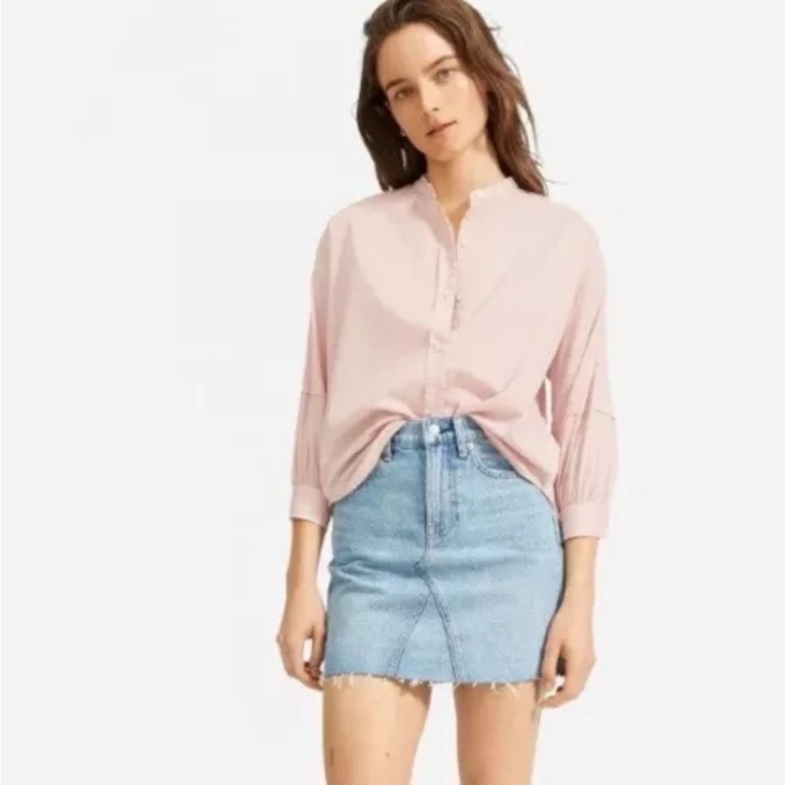 Everlane Everlane Pink Air Cotton Button Shirt 3/4 Sleeve 4 Size S / US 4 / IT 40 - 1 Thumbnail