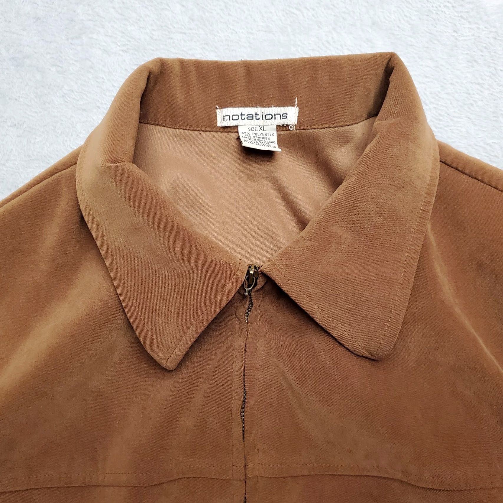 Vintage VINTAGE Notations Jacket Womens XL Brown Full Zip Stretch Blend Casual Vintage Size XL / US 12-14 / IT 48-50 - 4 Thumbnail
