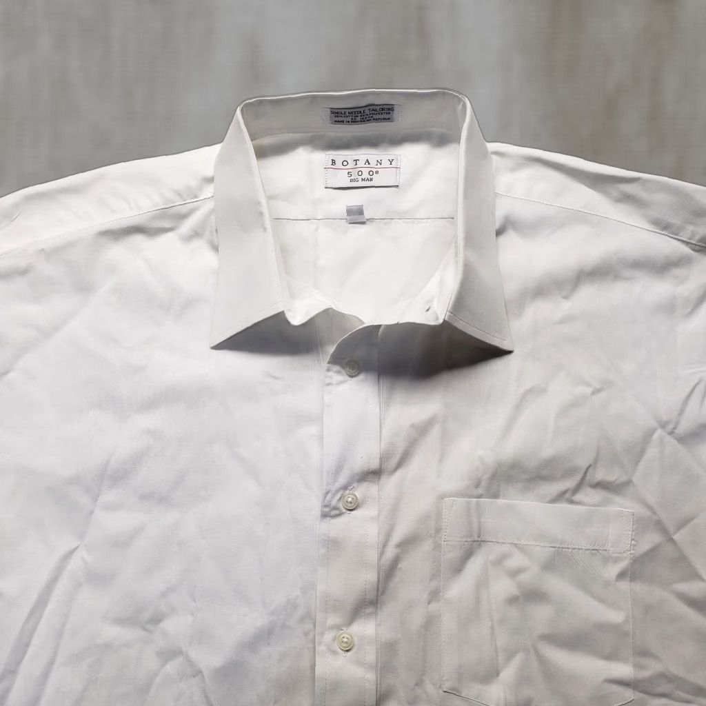Vintage Botany 500 Shirt Men Big & Tall 18 White Short Sleeve Button-Up Front Pocket Solid Dress Shirt Mens Size 48R - 1 Thumbnail