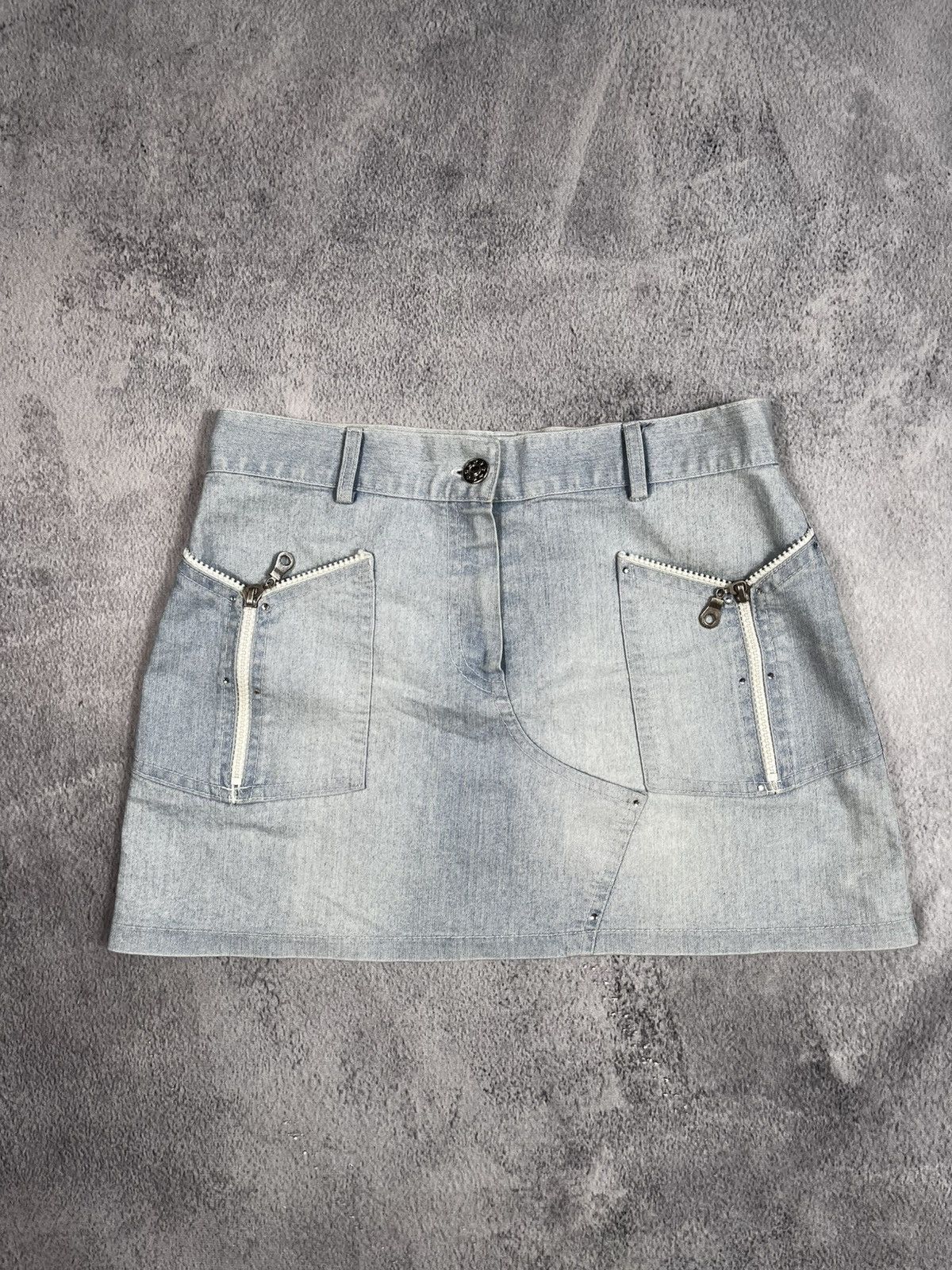 Other Vintage Y2K style denim zip pockets faded mini skirt Size 26" / US 2 / IT 38 - 1 Thumbnail
