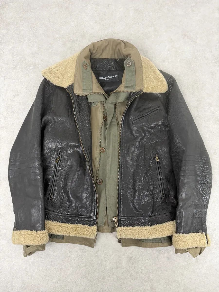 Dolce & Gabbana FW2005 Dolce & Gabbana Heavy Shearling Army Combat Leather Jacket Size US M / EU 48-50 / 2 - 1 Thumbnail