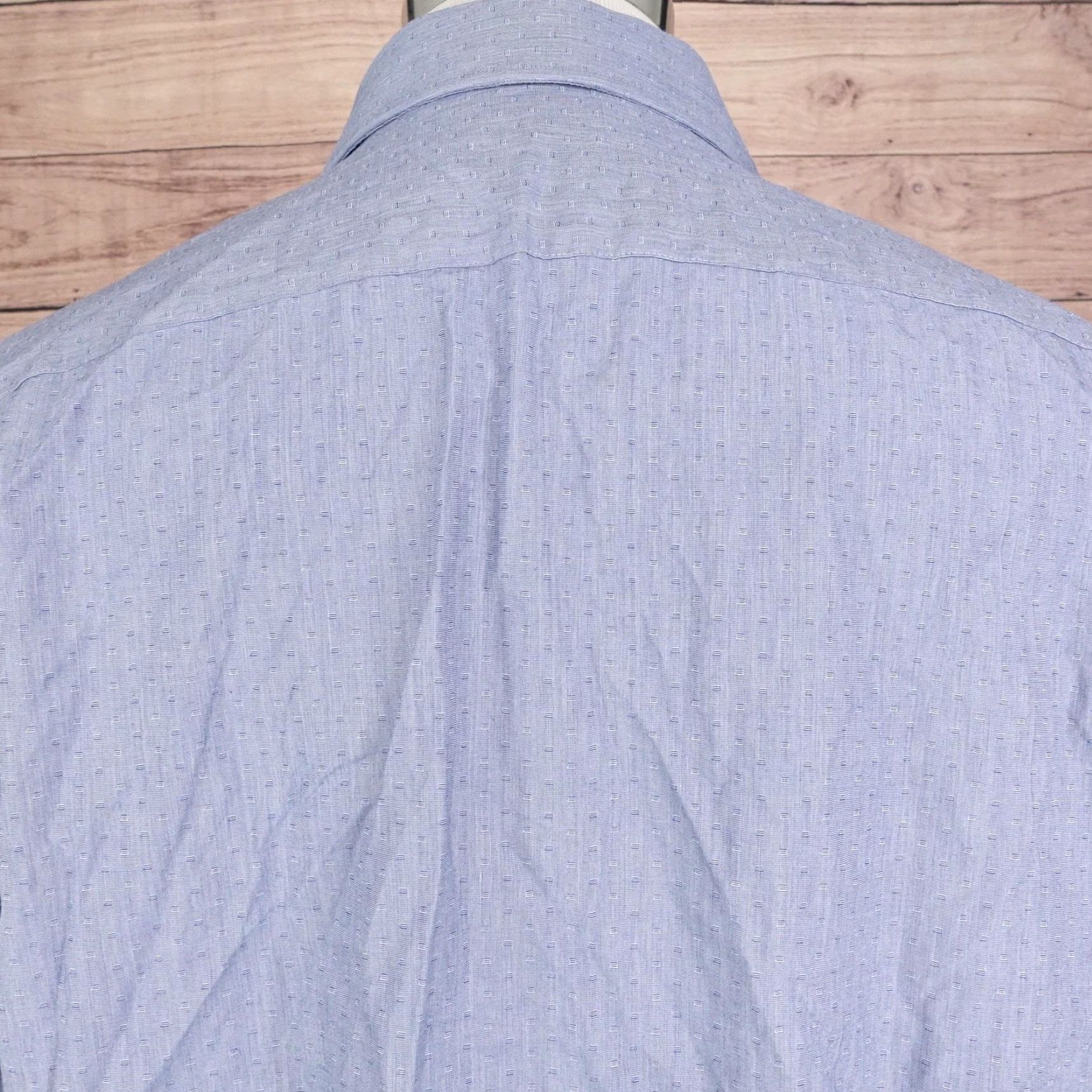 Michael Kors Michael Kors Dress Shirt Mens XL 17 34/35 Blue Geometric Slim Fit Long Sleeve Shirt Size 46R - 5 Thumbnail