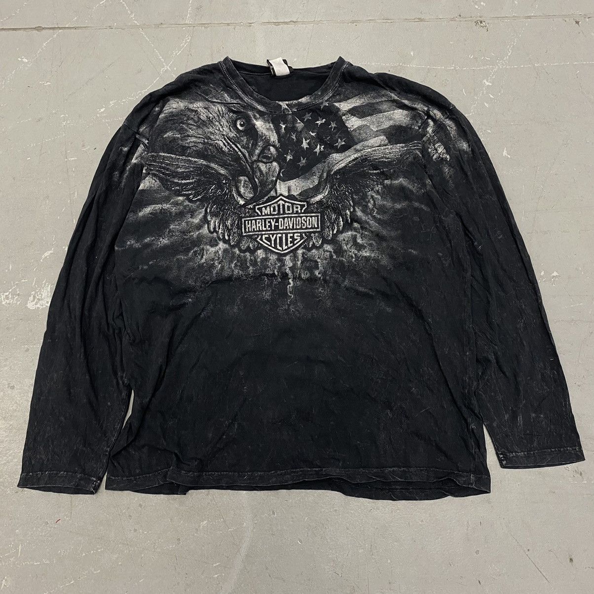 Affliction × Harley Davidson × Vintage Vtg Y2K Harley Davidson Big Print Gothic Eagle Long Sleeve Size US XXL / EU 58 / 5 - 2 Thumbnail