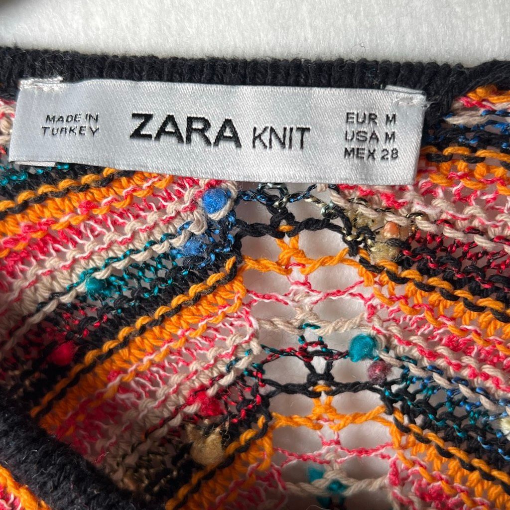 Zara Zara Knit Multicolor Chevron Maxi zigzag Dress Sleeveless Crochet Style Size M (029) Size M / US 6-8 / IT 42-44 - 10 Thumbnail