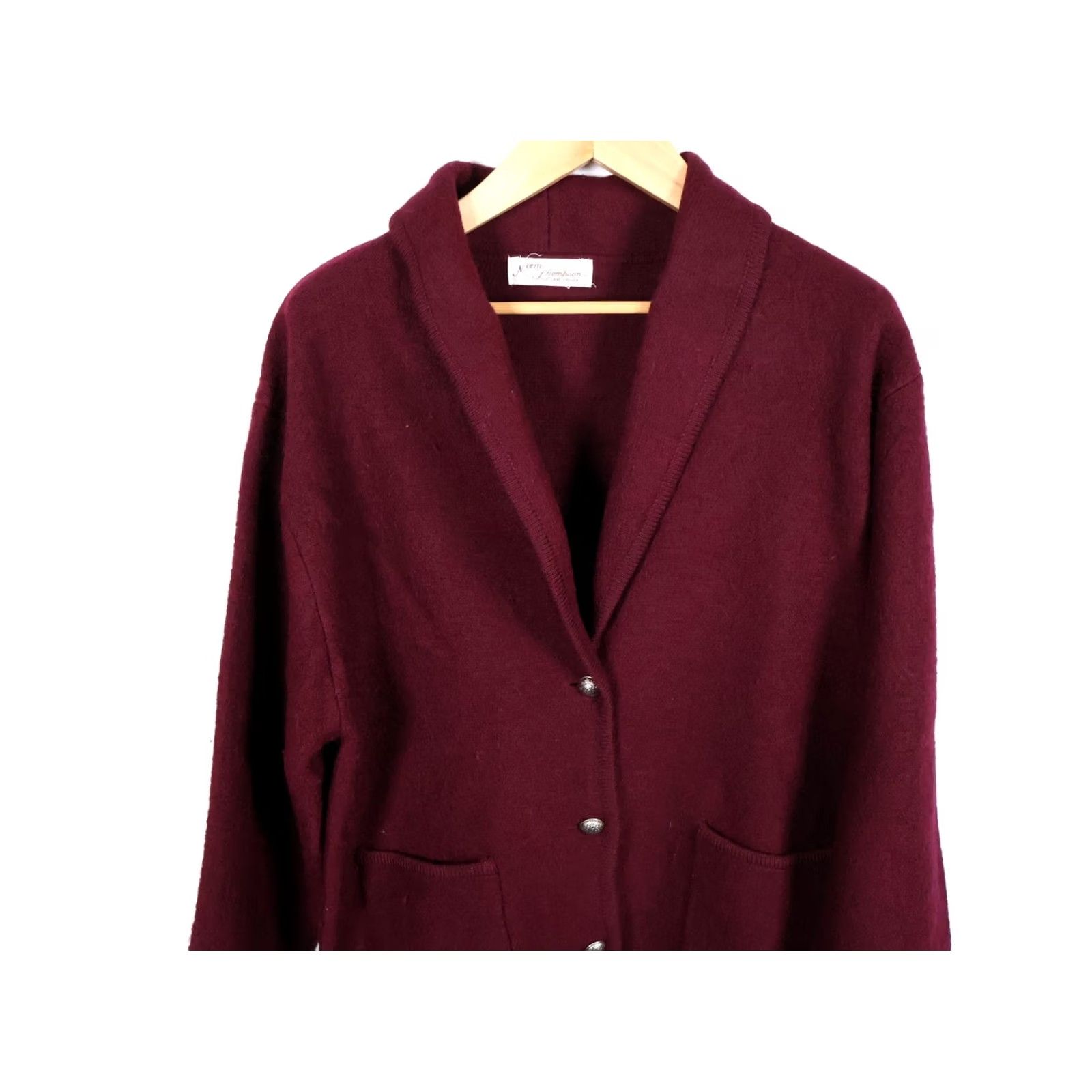 Jim Thompson VINTAGE Norm Thompson Cardigan Sweater Wool Dark Red Shawl Collar Womens XL Classic Retro Size XL / US 12-14 / IT 48-50 - 4 Thumbnail