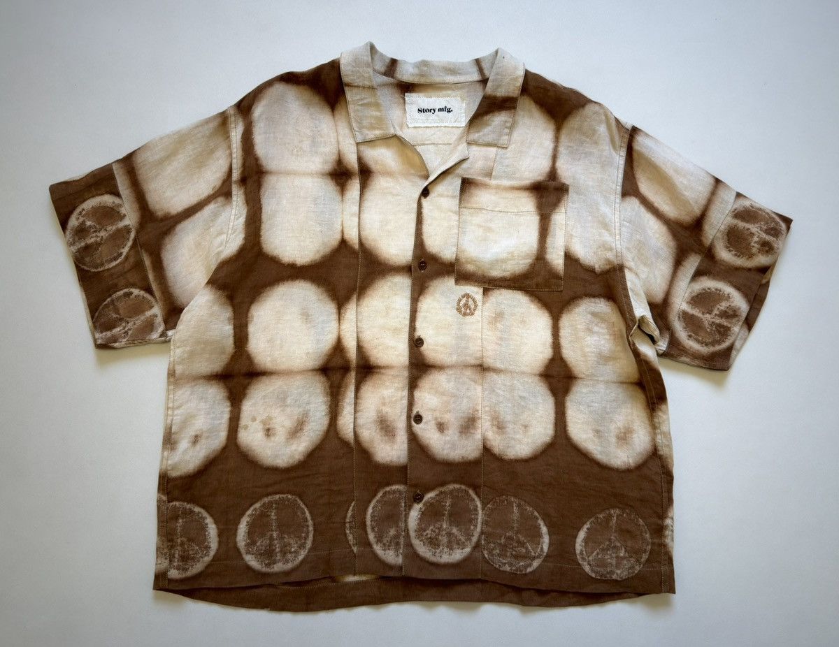 Story Mfg. Brown/Cream ‘Peace Tie Dye’ Shirt Size US XL / EU 56 / 4 - 16 Thumbnail