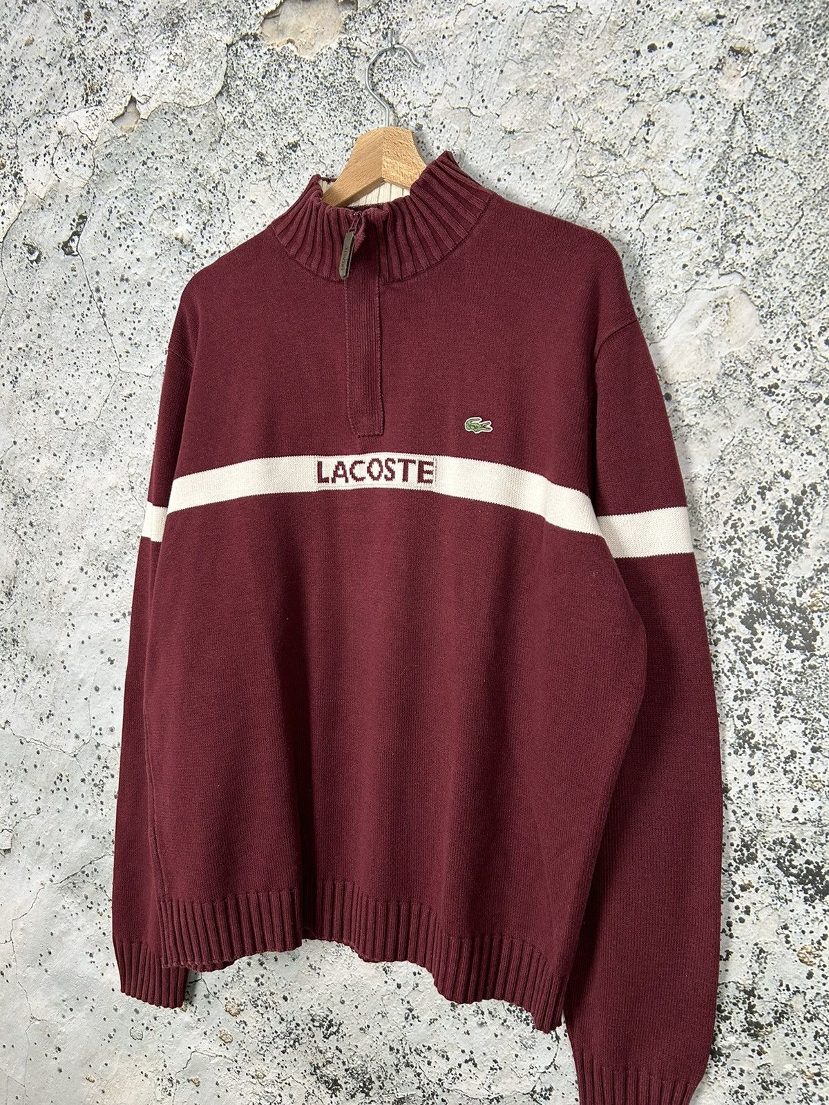 Lacoste Vintage Lacoste Half Zip Sweater 90s Center Logo Size US XL / EU 56 / 4 - 2 Thumbnail