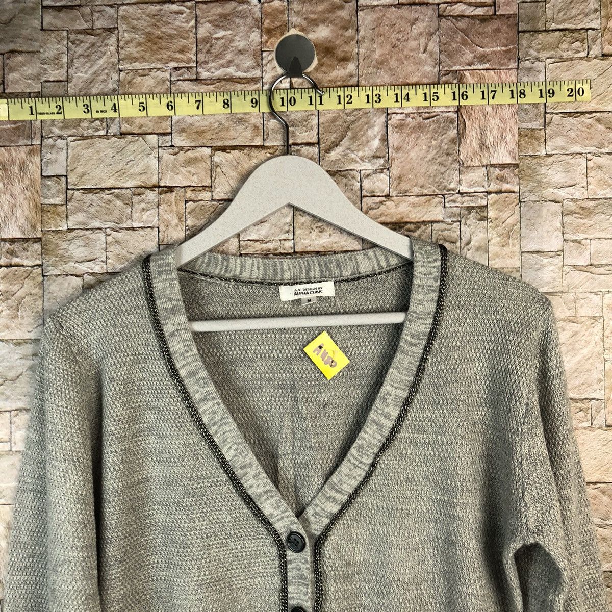 Japanese Brand Alpha Club Grey Cardigan Knitwear #A1180 Size US M / EU 48-50 / 2 - 4 Thumbnail