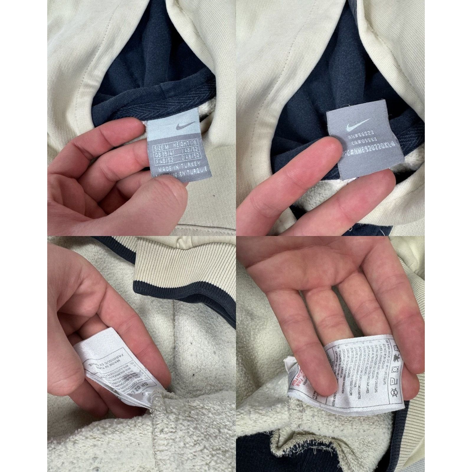 Nike × Vintage Nike Men's Ivory Swoosh Terry Fleece Pullover Hoodie Medium Size US M / EU 48-50 / 2 - 2 Thumbnail