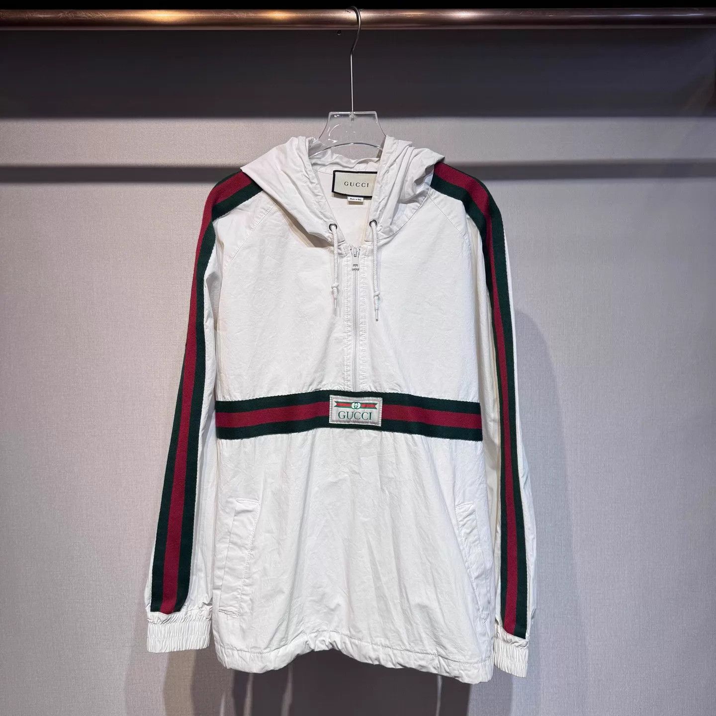 Gucci Gucci 3-color webbing white half-zip jacket new 48 Size US M / EU 48-50 / 2 - 1 Thumbnail