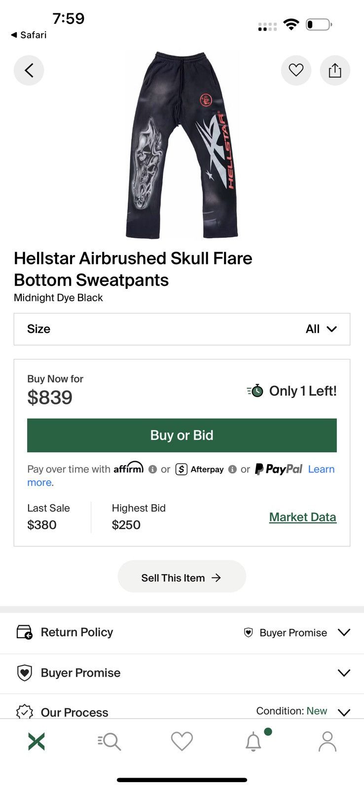 HELLSTAR HELLSTAR Airbrushed Skull Flare bottom Sweatpants Size US 34 / EU 50 - 8 Thumbnail