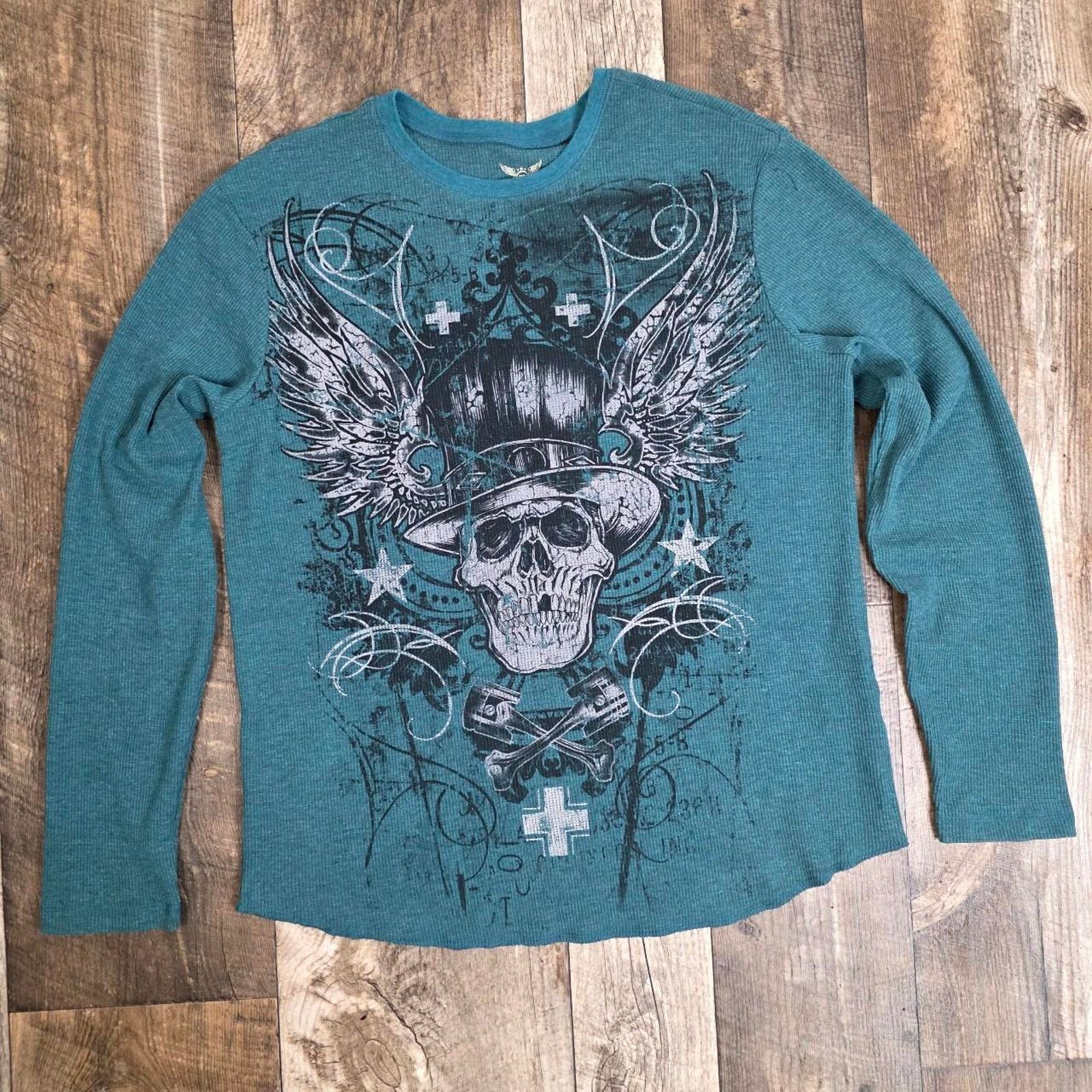 Faded Glory Cyber Y2K 00s Style Thermal Shirt Grunge XL Size US XL / EU 56 / 4 - 1 Thumbnail