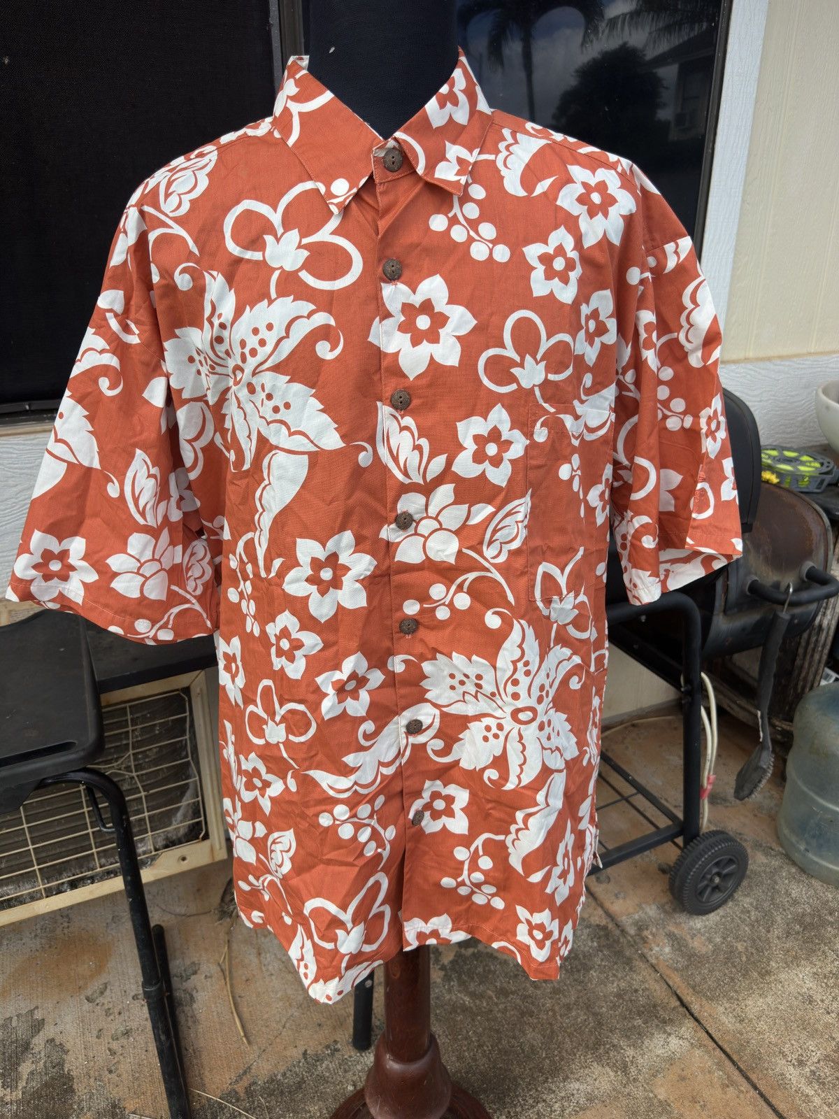 Kahala PreOwned Kahala Hawaiian Print Orange/White Men's XXL Size US XXL / EU 58 / 5 - 1 Thumbnail