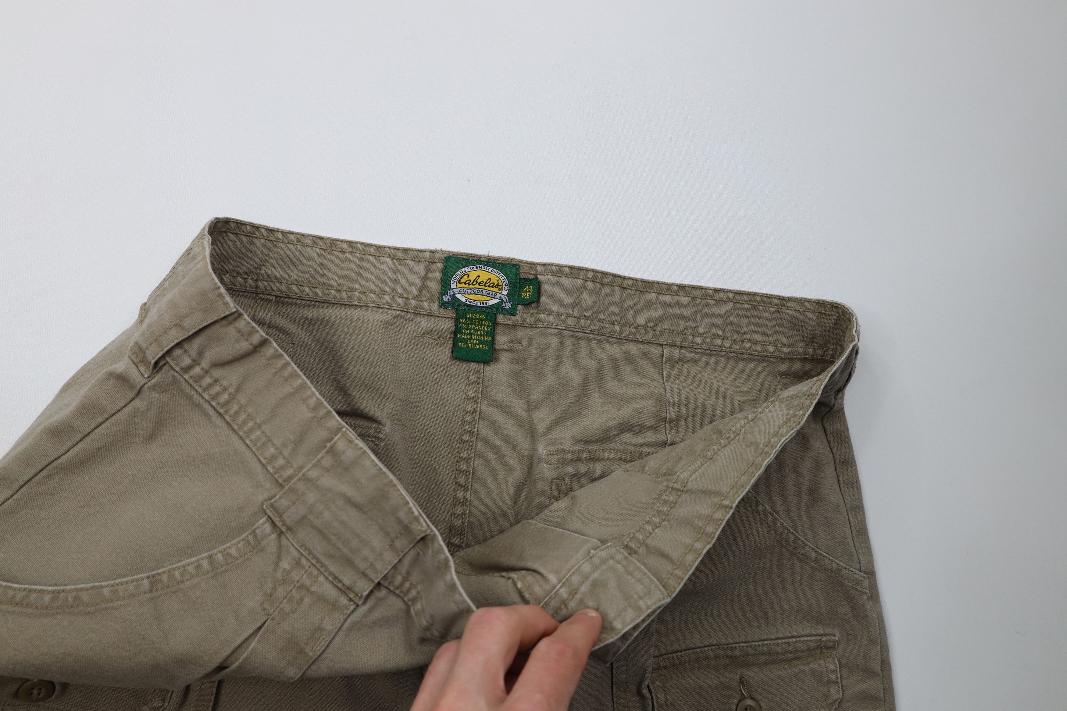 Cabelas Vintage Cabals Stretch Canvas Wide Leg Cargo Pants Beige Size US 40 / EU 56 - 7 Thumbnail