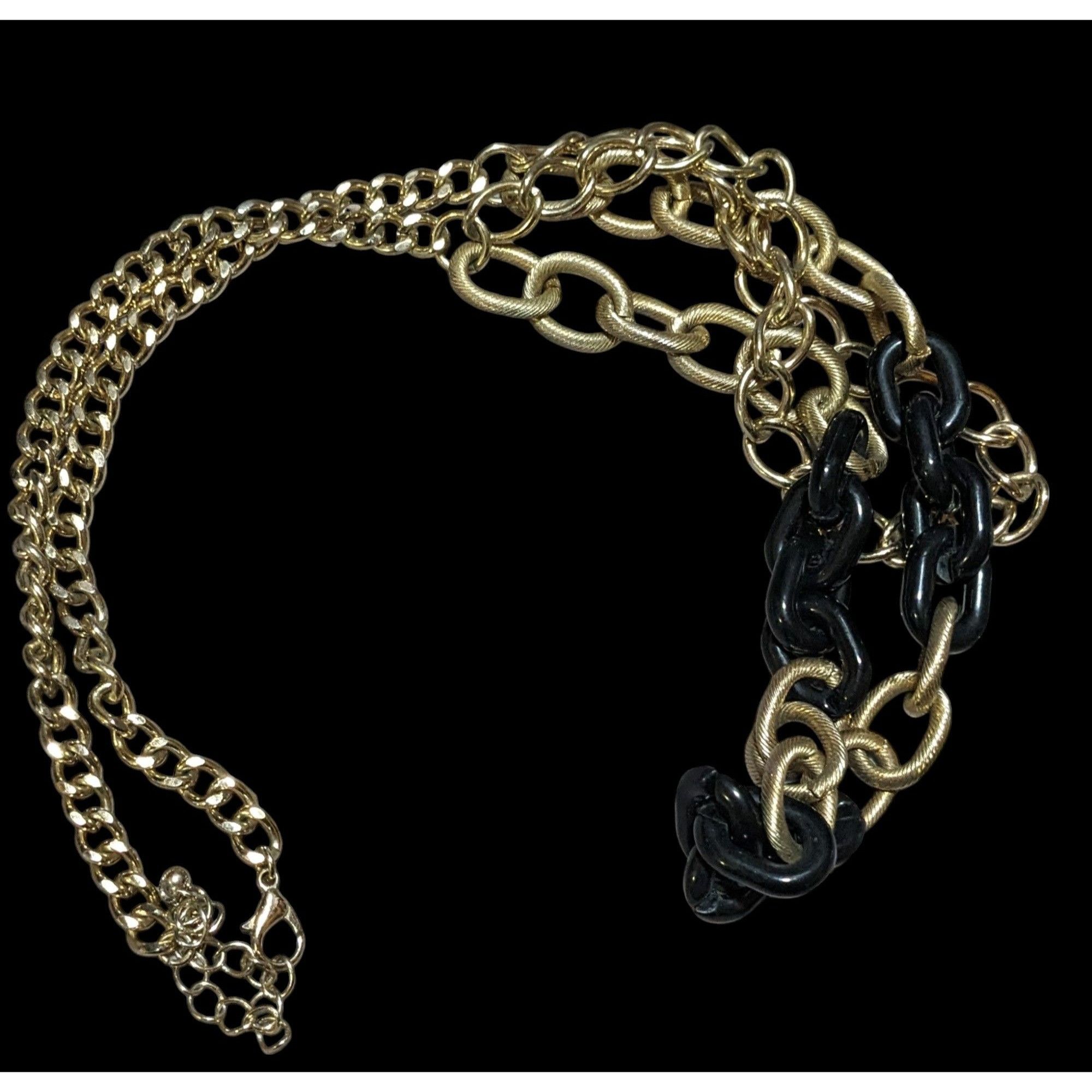 Other 80s Glam Black and Gold Chunky Multilayer Chain Necklace Size ONE SIZE - 3 Thumbnail