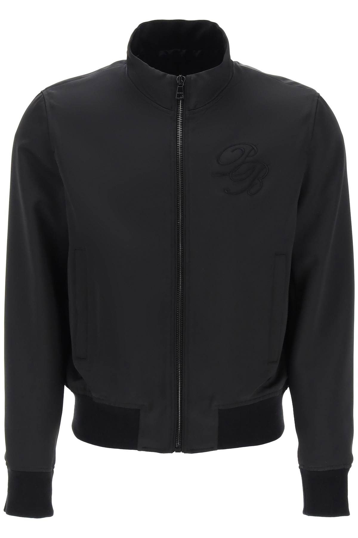 Image of Balmain Technical Satin Bomber Jacket With Embroidered Logo in Noir, Men's (Size XL)