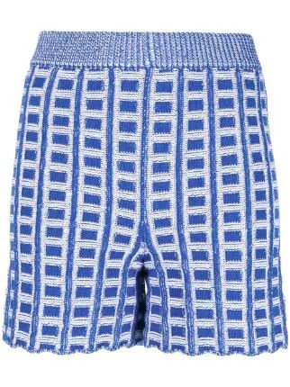 image of Marni O1W1Db10524 Knit Cotton Shorts In Blue, Women's (Size 30)