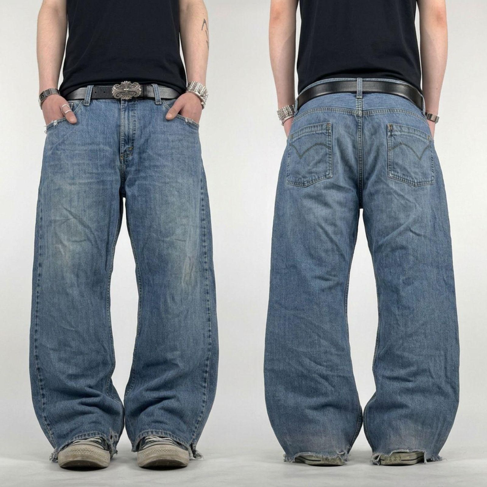 Japanese Brand × Levi's × Vintage Vintage y2k archive silver tab baggy wide leg stonewash jean Size US 36 / EU 52 - 1 Thumbnail