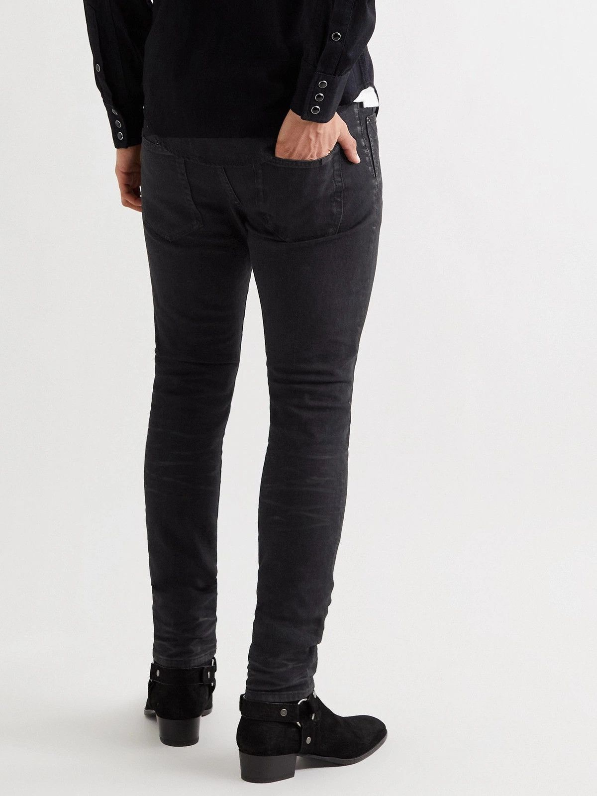 Saint Laurent Paris D10 Black Lightly Waxed Skinny Jeans Size US 30 / EU 46 - 4 Thumbnail