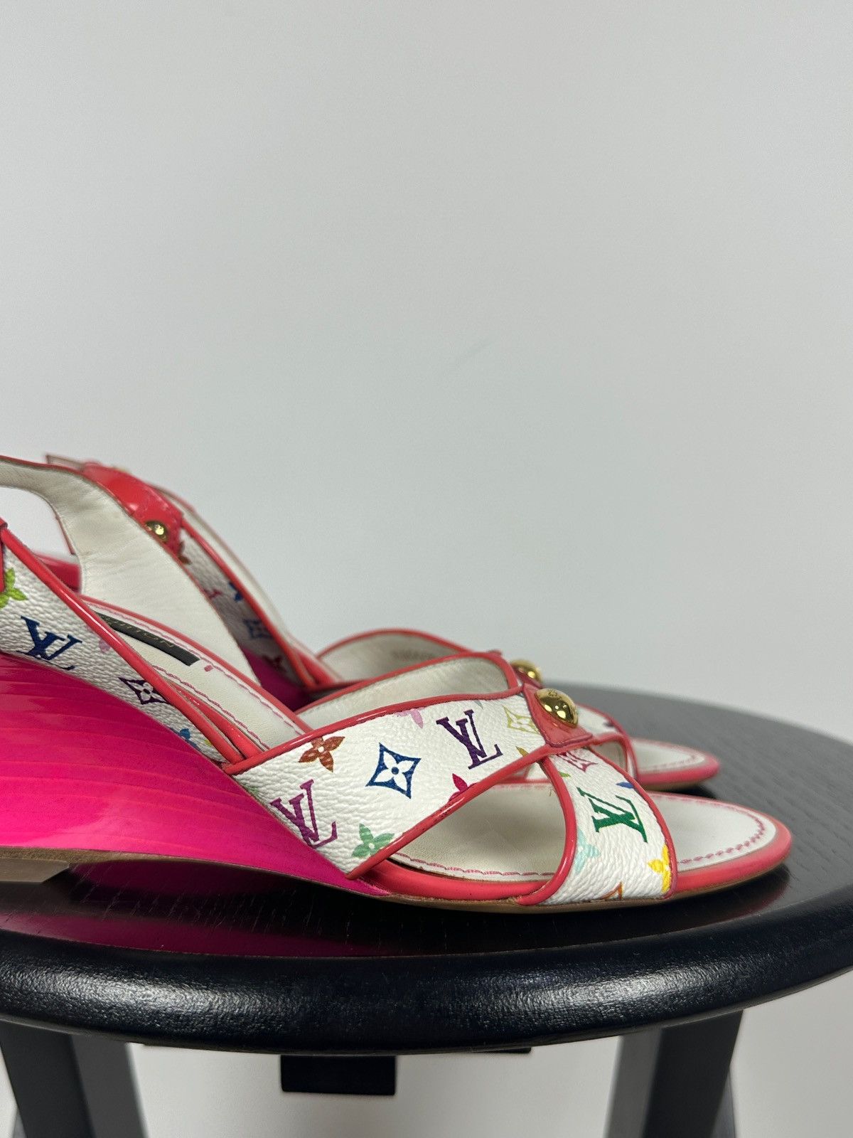 Louis Vuitton × Takashi Murakami 2009 Vintage Louis Vuitton x Takashi Murakami Wedge Sandal Size US 4.5 / IT 34.5 - 16 Thumbnail