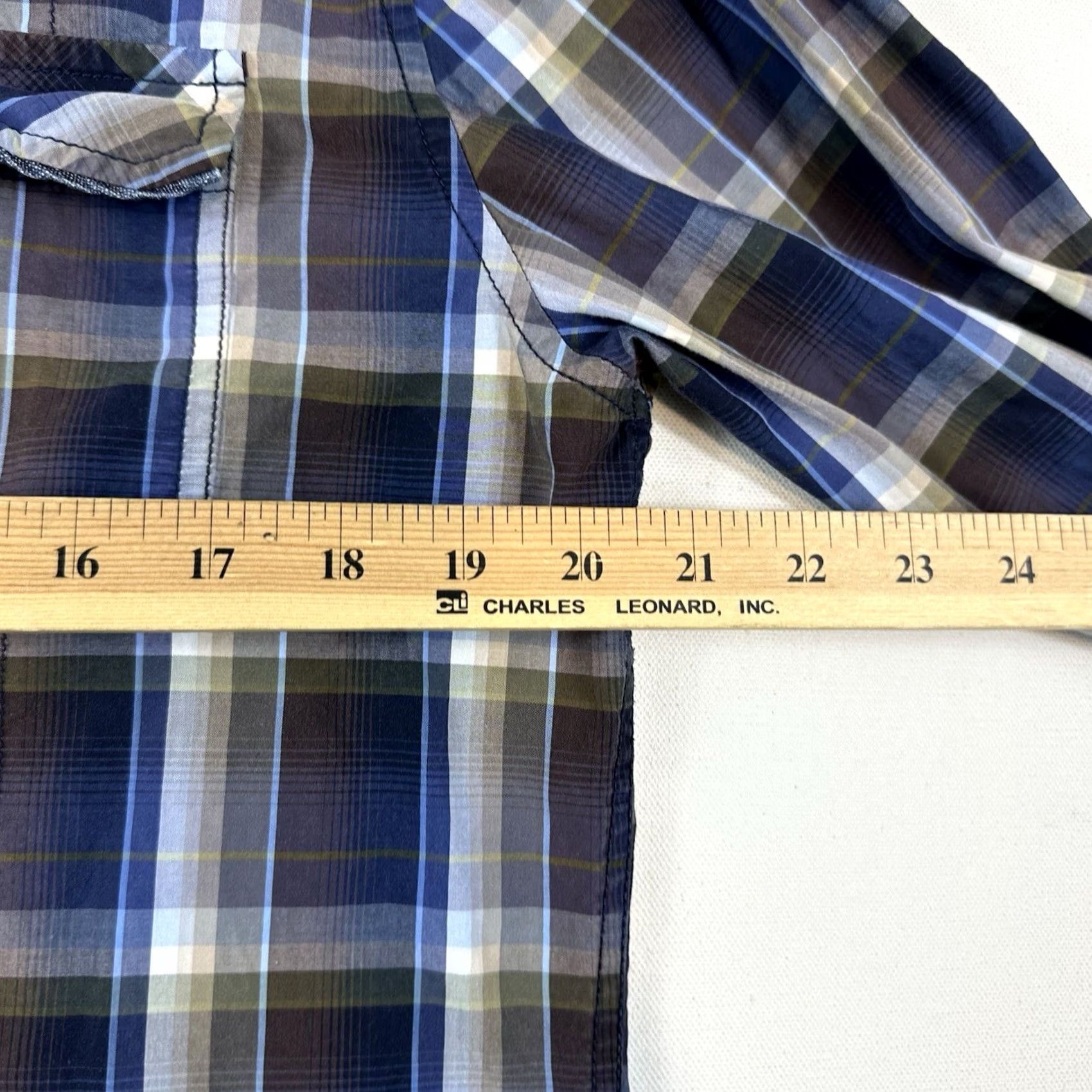Vintage 7 Diamonds Shirt Button-Up Long Sleeve Mens Large Plaid Blue Cotton Regular Breathable Comfortable Size US L / EU 52-54 / 3 - 5 Thumbnail