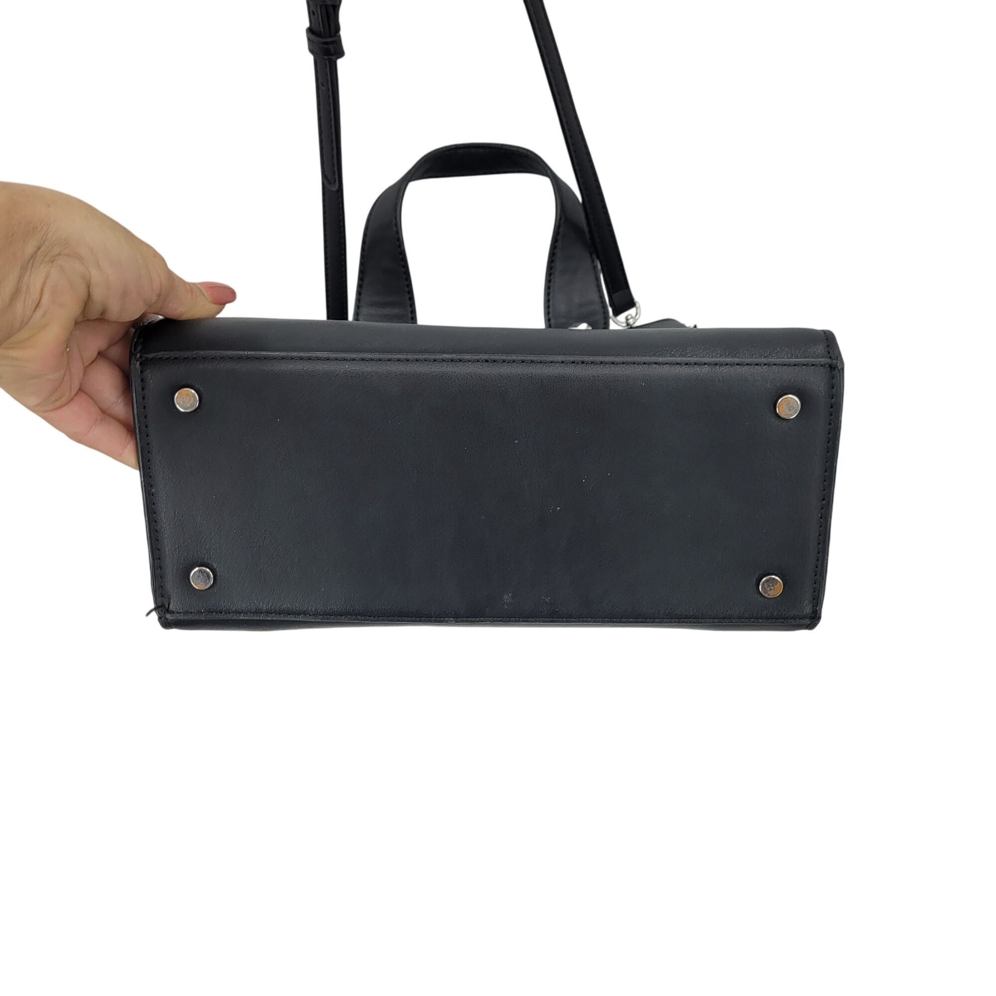 Mango MNG Black Vegan Faux Leather Double Top Handle Crossbody Bag Size ONE SIZE - 7 Thumbnail