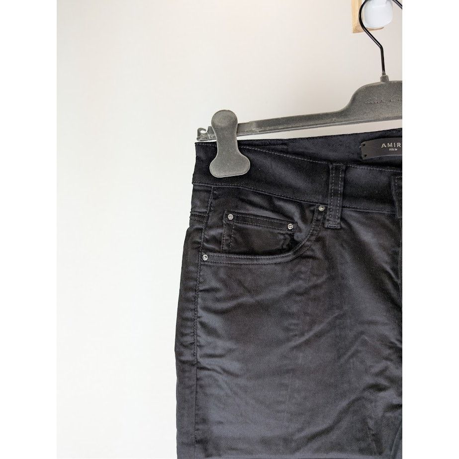 Amiri o1rshd1 Velour Skinny Stack Jeans in Black Size US 34 / EU 50 - 6 Thumbnail