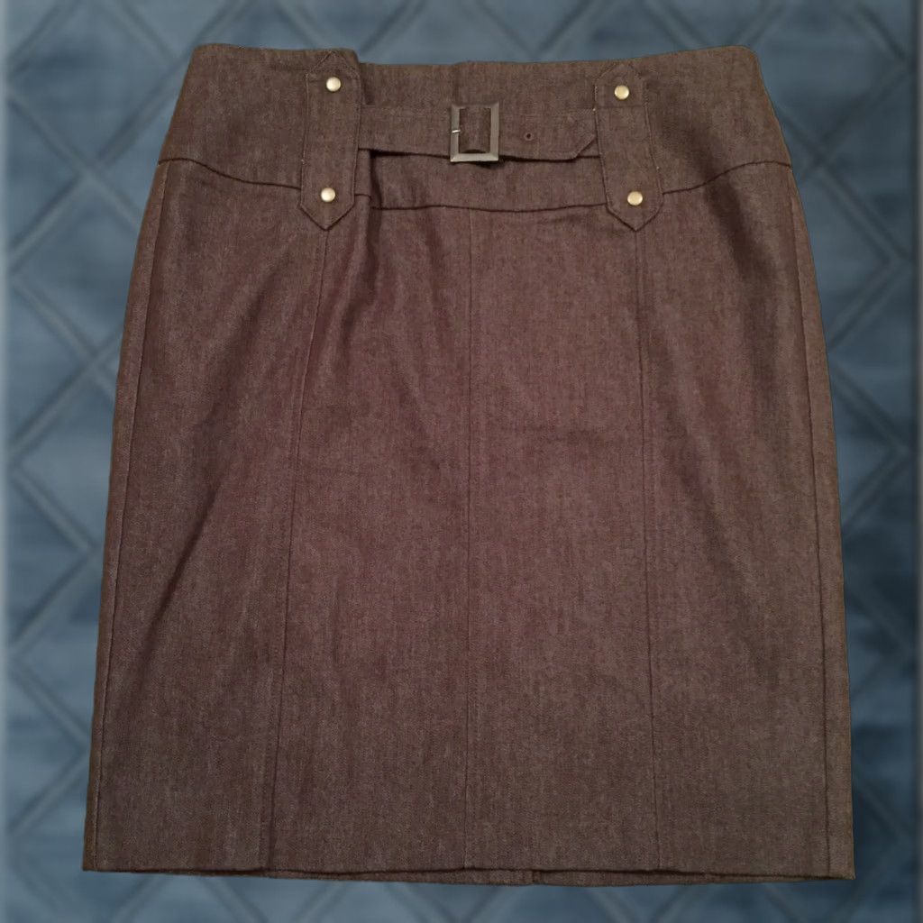 Vintage Nycc Skirt Women Knee Length Brown Cotton Blend Slit Pencil Size 8 Regular Unlined Vintage No Size 30" / US 8 / IT 44 - 1 Thumbnail