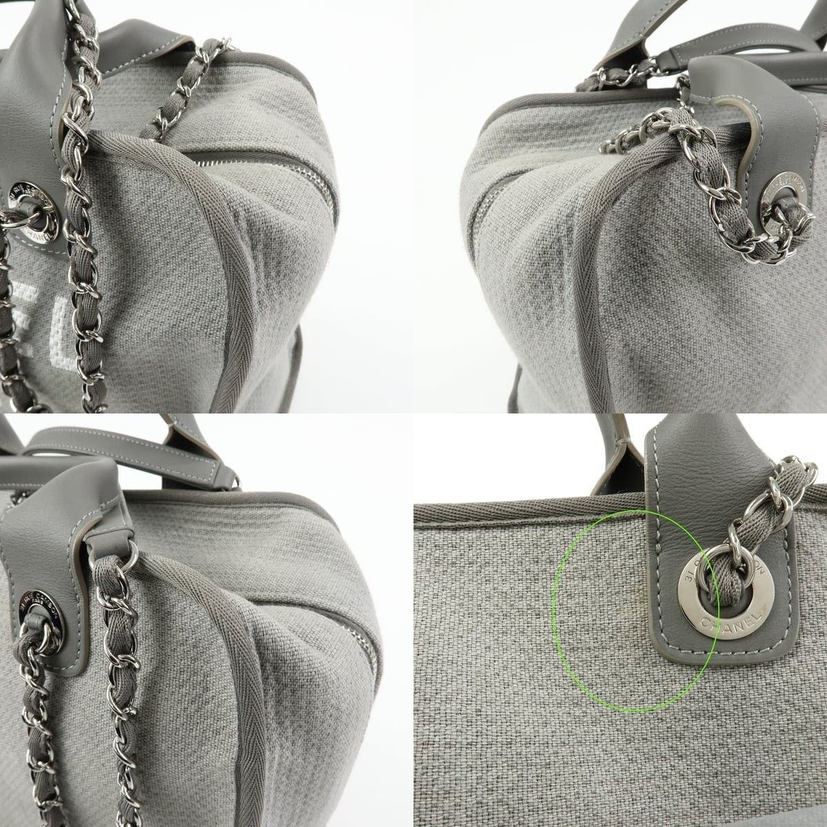 Chanel Chanel Deauville Boston Canvas & Leather Shoulder Bag Gray Size ONE SIZE - 6 Thumbnail