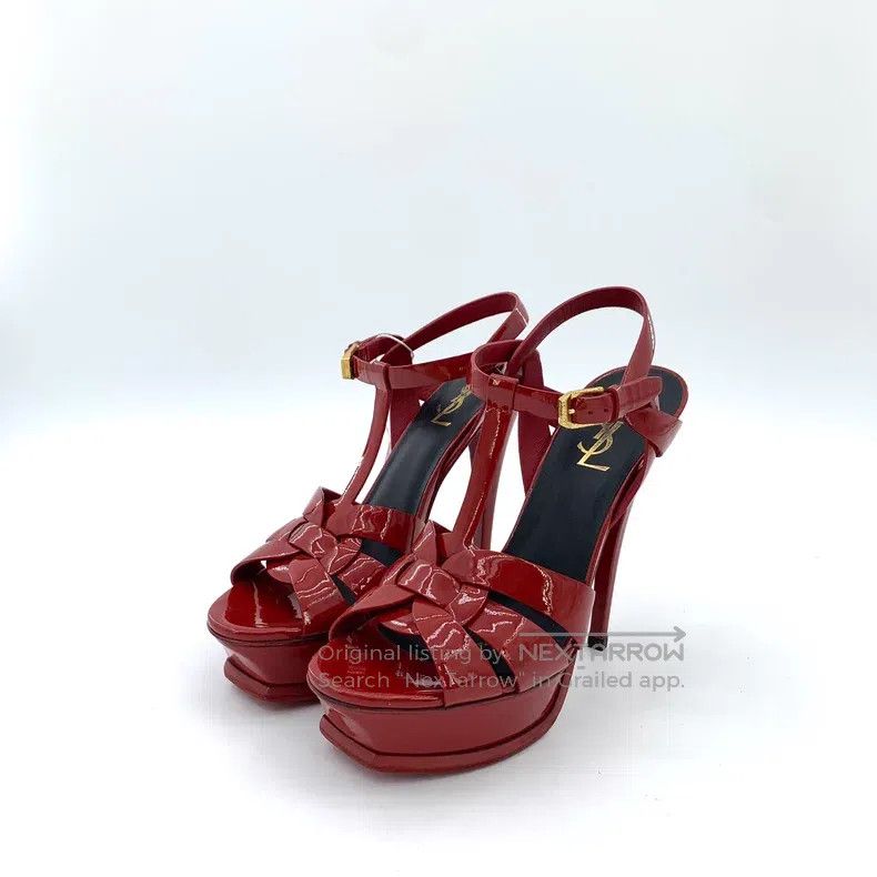Saint Laurent Paris Saint Laurent Paris Red Patent Leather One-Strap Buckle Hi Size US 7 / IT 37 - 1 Thumbnail