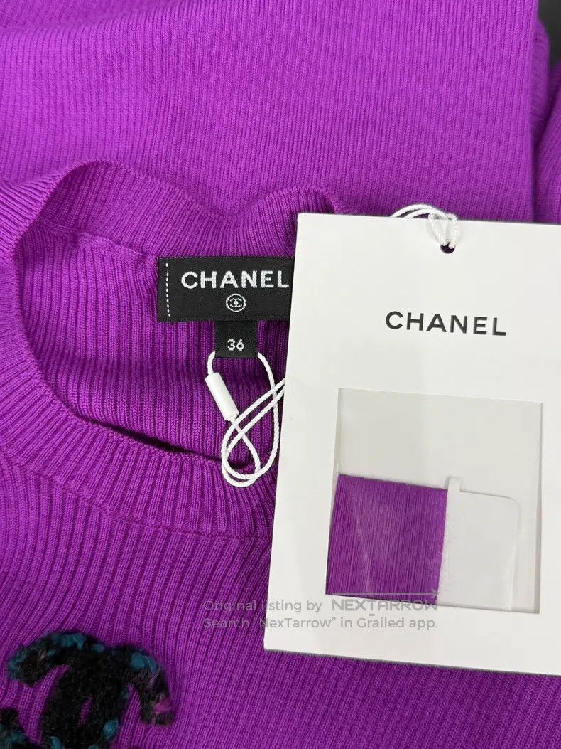 Chanel Chanel Purple wool knitted long sleeves Size XS / US 0-2 / IT 36-38 - 4 Thumbnail
