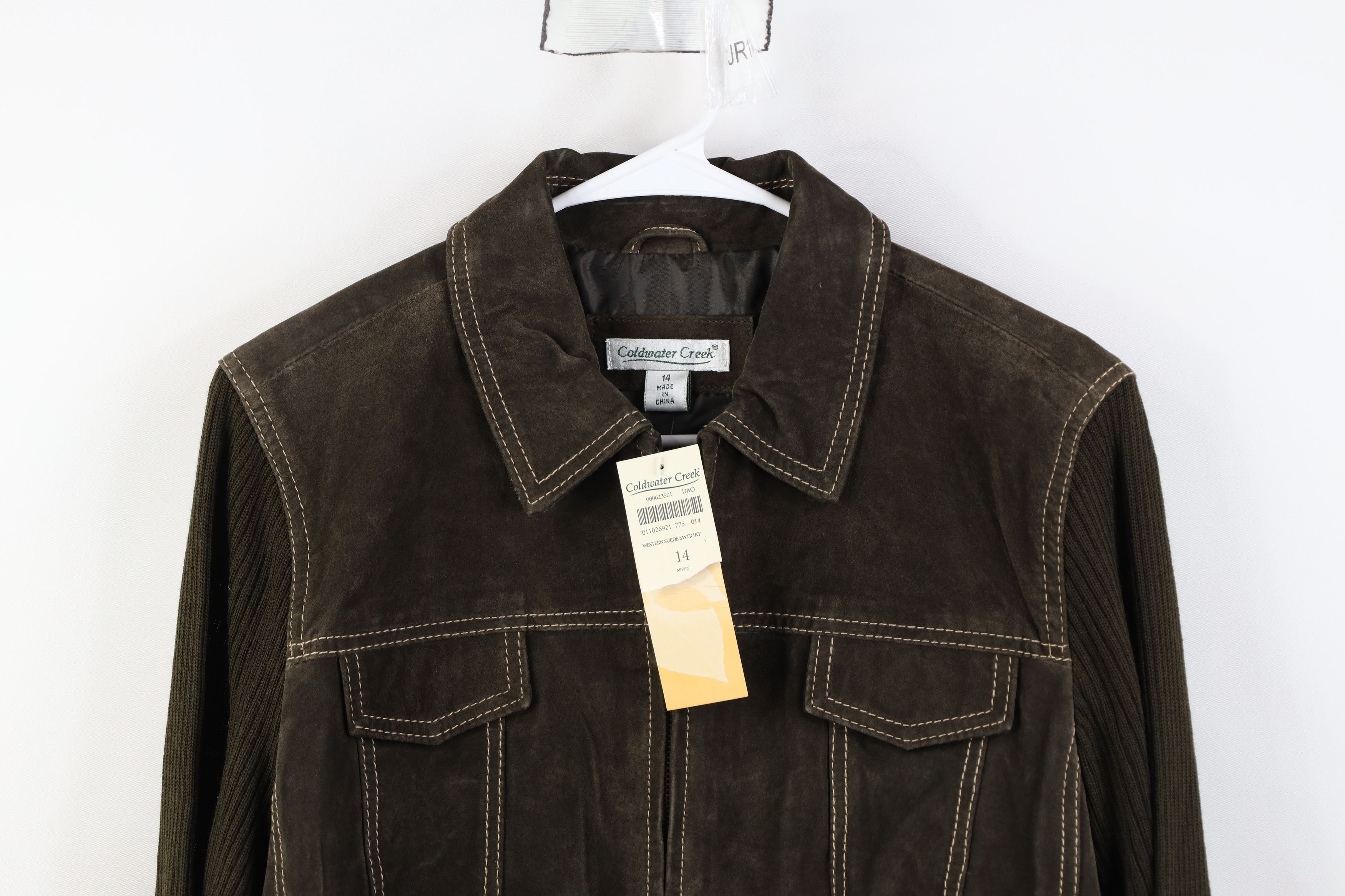 Vintage Deadstock Vintage 90s Y2K Babydoll Leather Sweater Jacket Size XL / US 12-14 / IT 48-50 - 2 Thumbnail