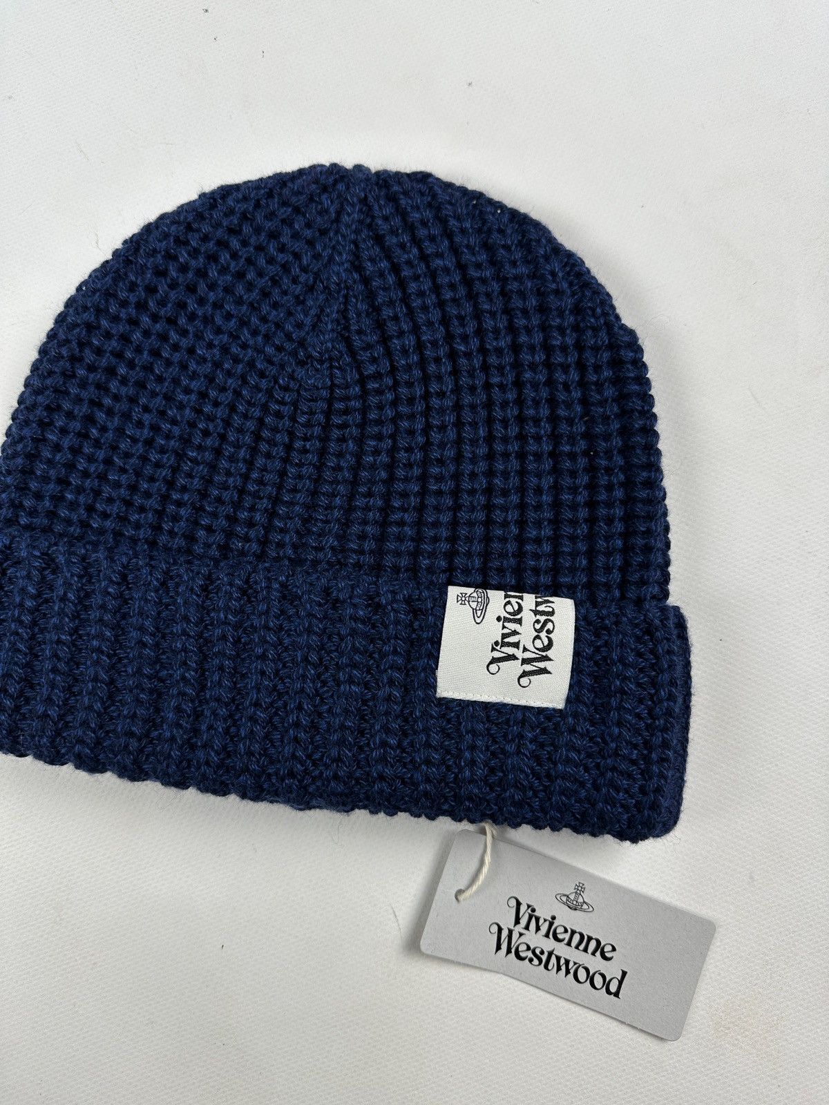 Vivienne Westwood NWT! Vivienne Westwood Navy Blue Classic Wool Beanie Hat Size ONE SIZE - 3 Thumbnail