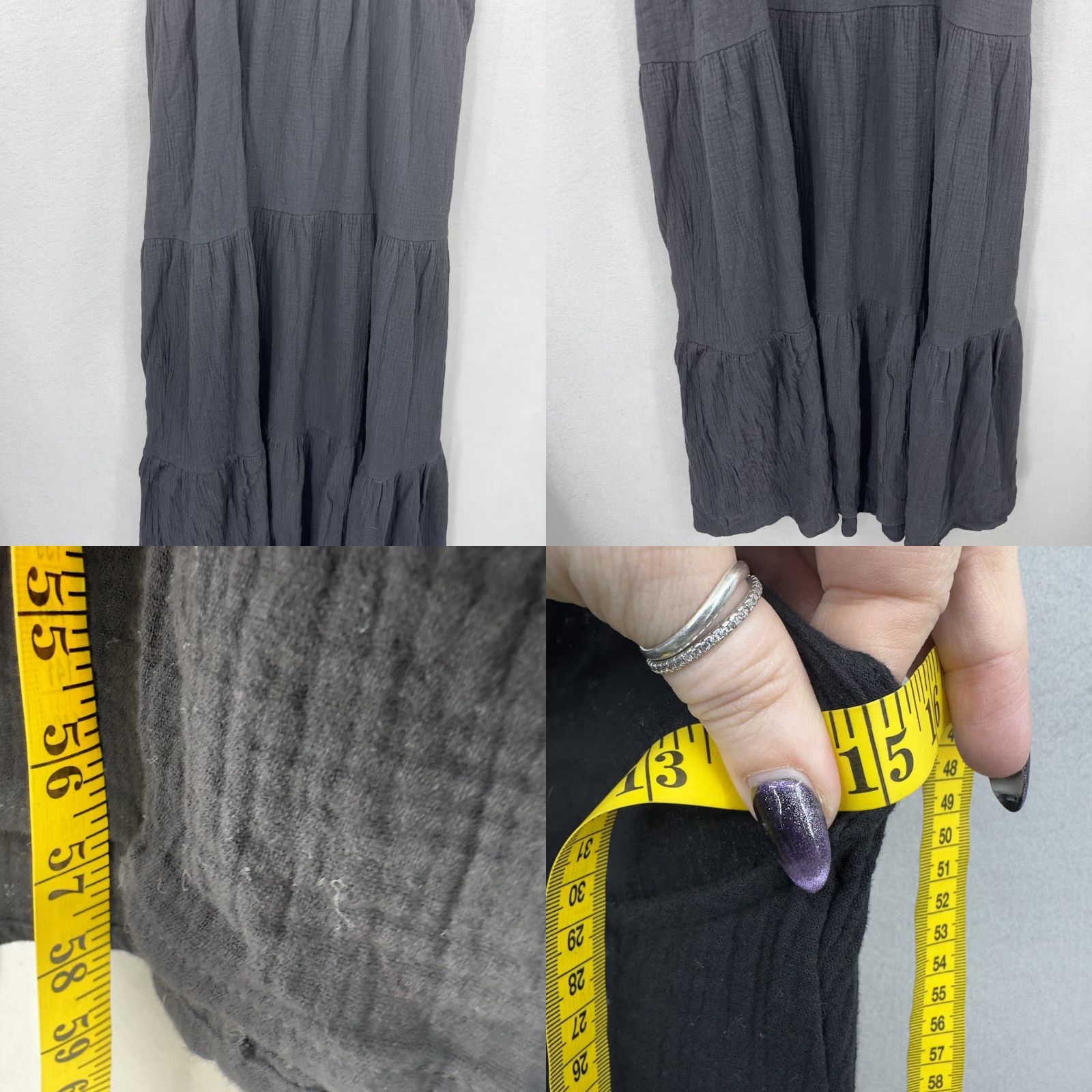 Vintage Charlie Holiday Dress Womens 4 Maxi Sundress Bohemian Black Layered Tiered Priscilla Size S / US 4 / IT 40 - 8 Thumbnail