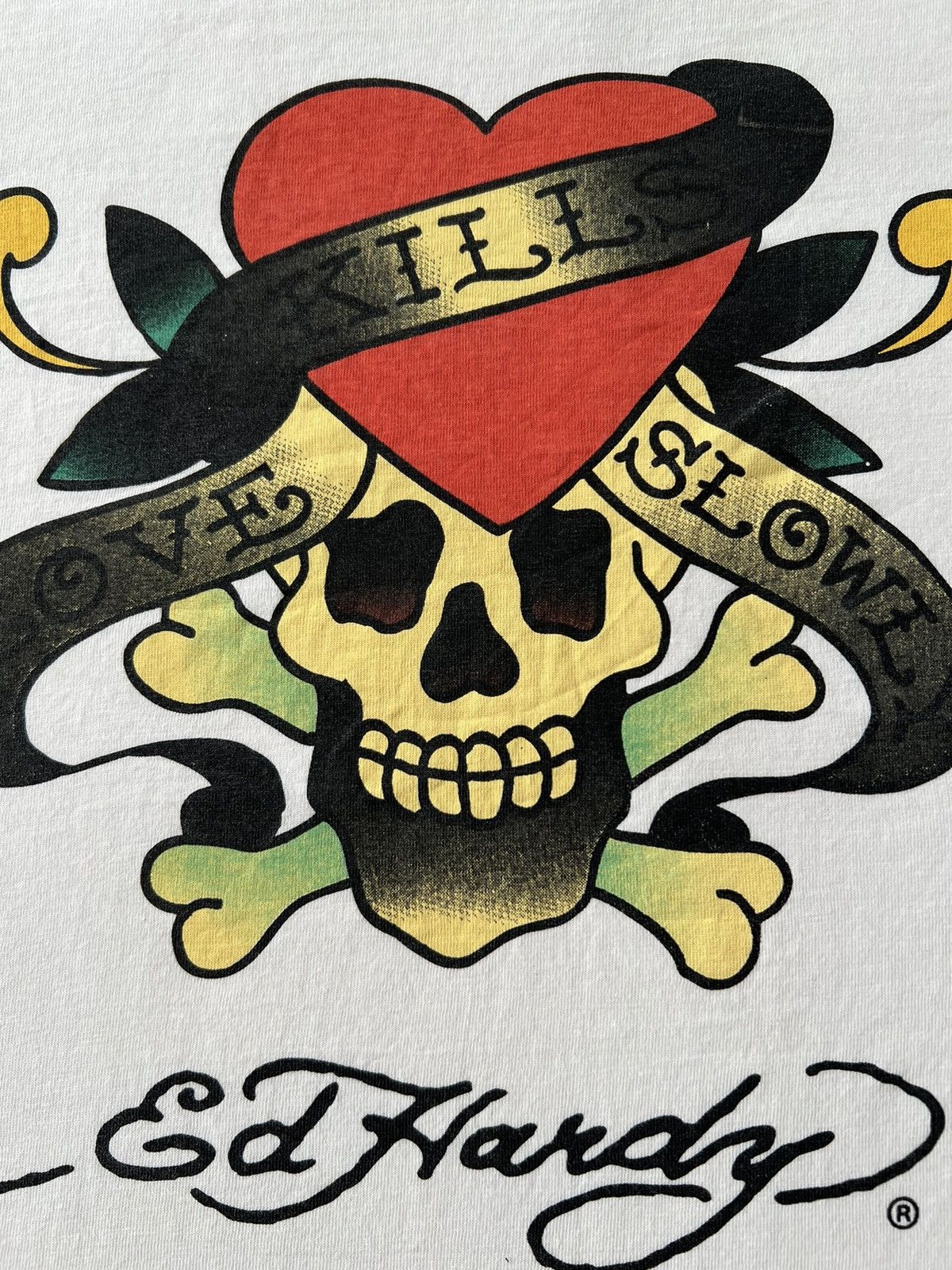 Ed Hardy Ed Hardy Christian Audigier Skull Tattoo White T-shirt Size US M / EU 48-50 / 2 - 4 Thumbnail