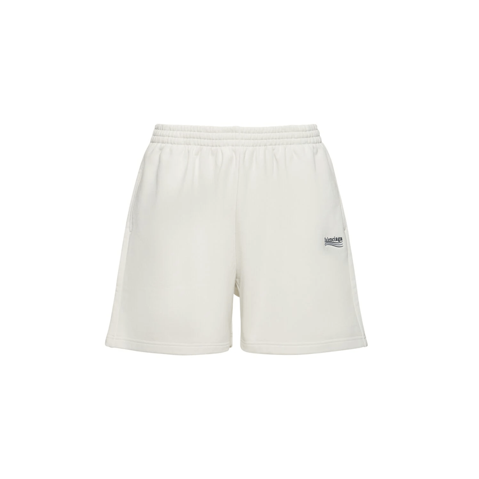 image of Balenciaga Dirty White Embroided Political Campaign Shorts, Men's (Size 30)