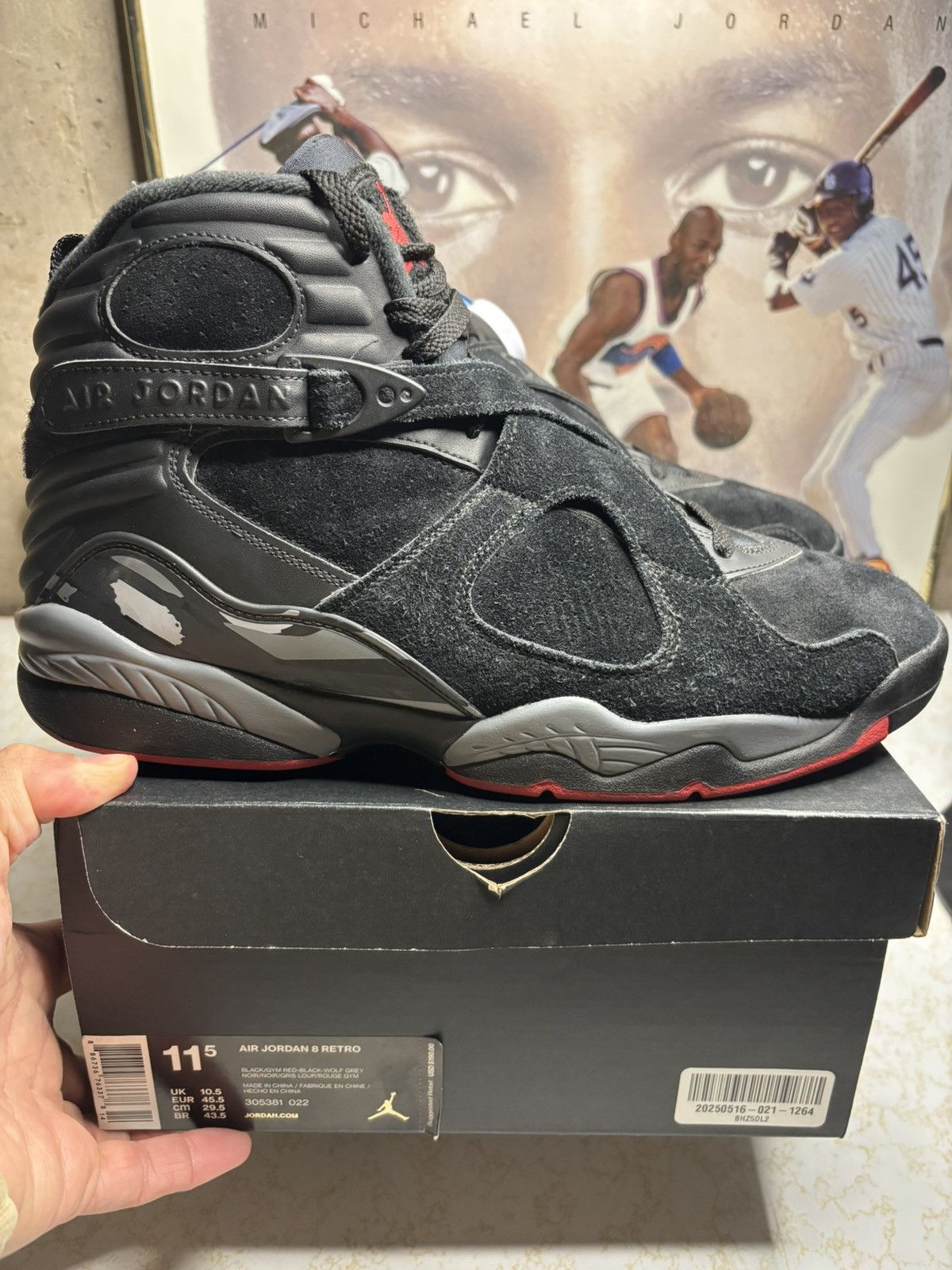 Jordan Brand Air Jordan 8 Retro Bred Size US 11.5 / EU 44-45 - 1 Thumbnail