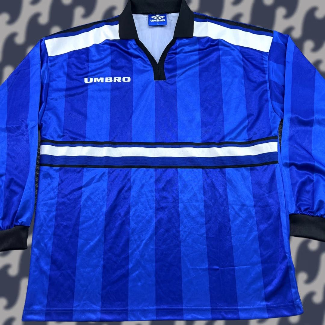 Umbro Umbro Jersey Football Shirt XL Blue 90s Template Long Sleeve Vapa Tech Moisture Wicking Quick Dry Men Size US XL / EU 56 / 4 - 1 Thumbnail