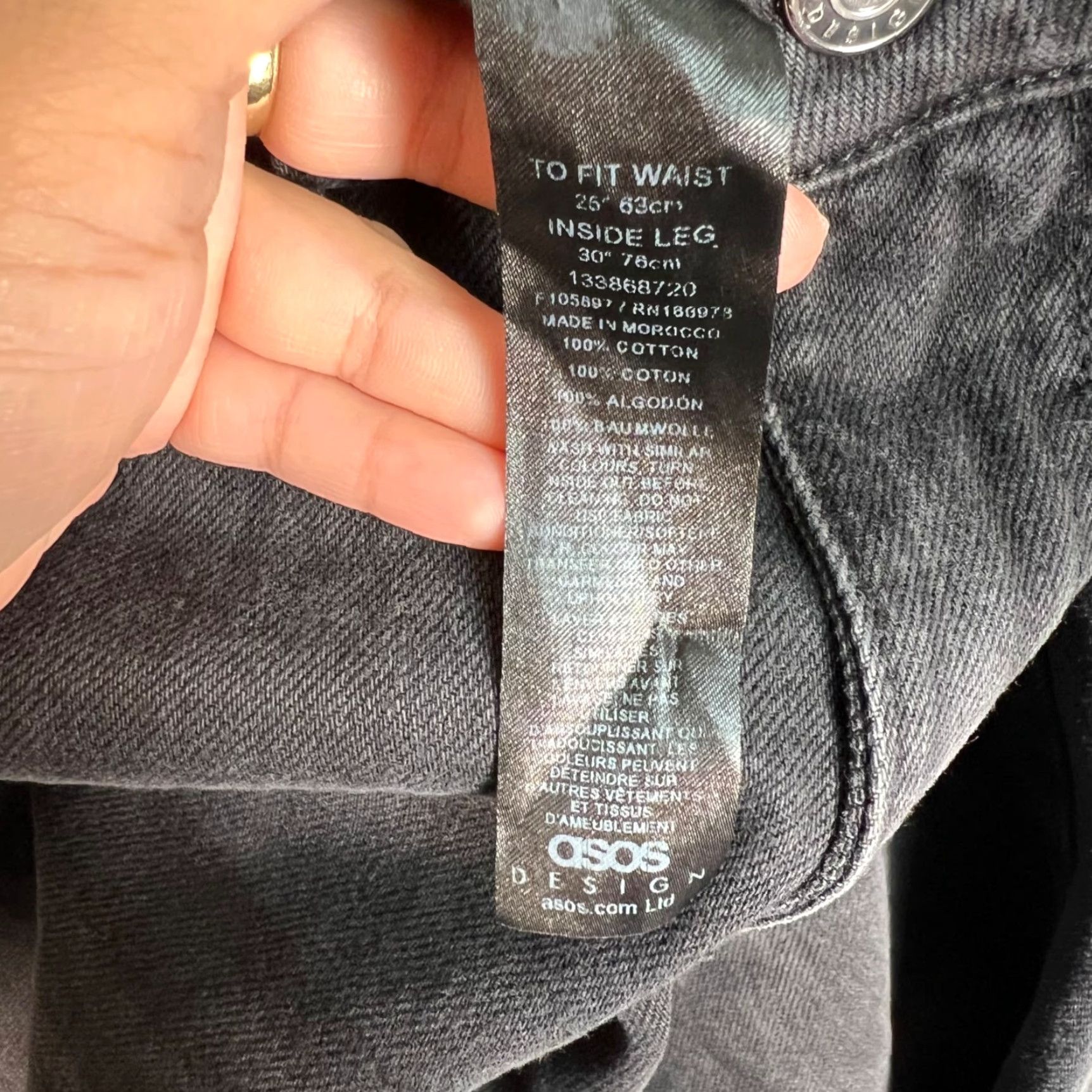 Asos ASOS Design Black Wide-Leg Jeans With Frayed Hem Size 25 x 30 Denim Womens Jeans 5-Pocket High Rise Vintage: No Size 42" / US 20 - 3 Thumbnail