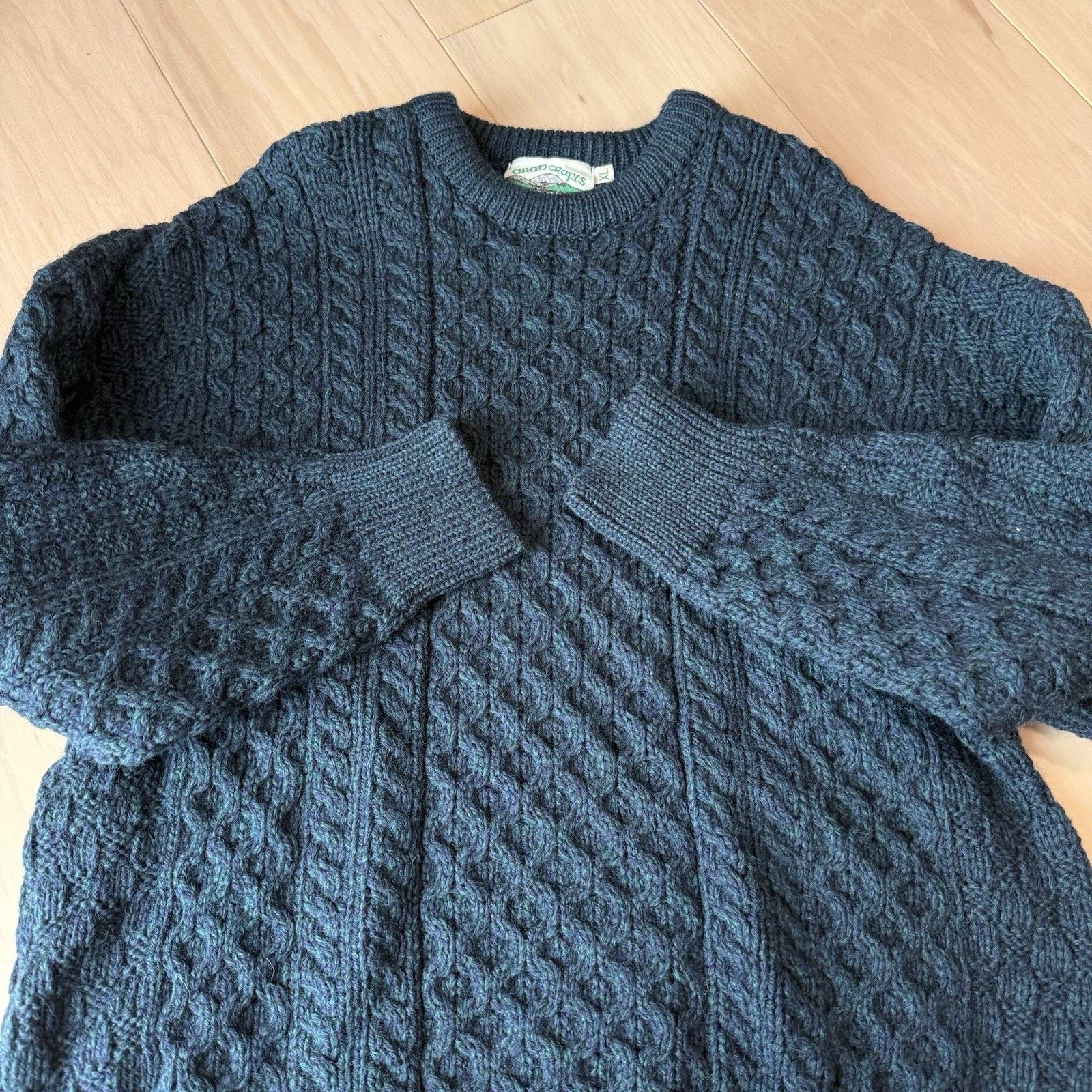 Aran Crafts × Vintage Aran Crafts Cable Knit Sweater Green Wool Ireland Fisherman Size US XL / EU 56 / 4 - 4 Thumbnail