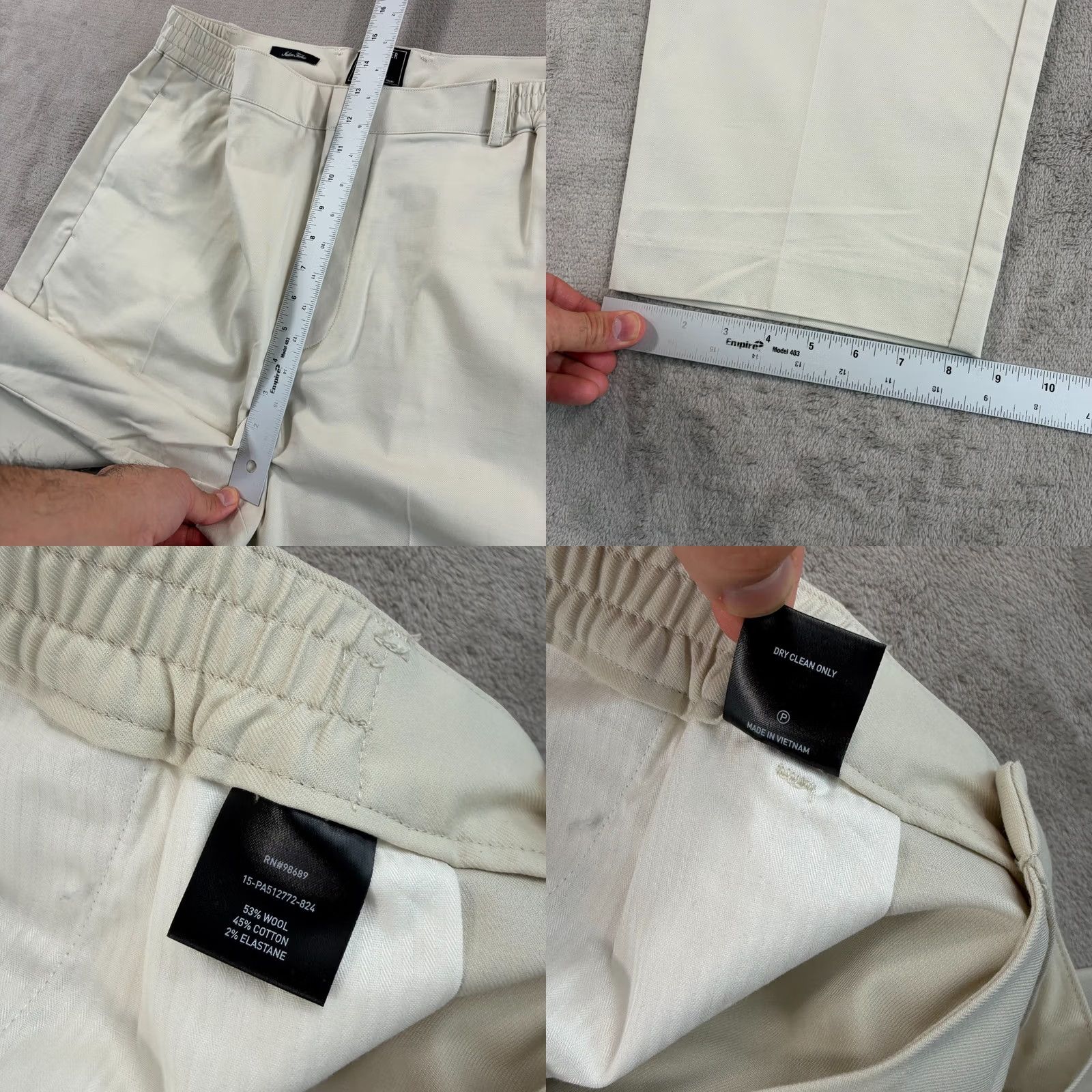 Todd Snyder Todd Snyder Italian Wool-Cotton Modern Trousers Coastal White Men XL NWT Dress Pants Formal Workwear Slim Straight Front Pockets Button Zip Fly Size US 36 / EU 52 - 8 Thumbnail