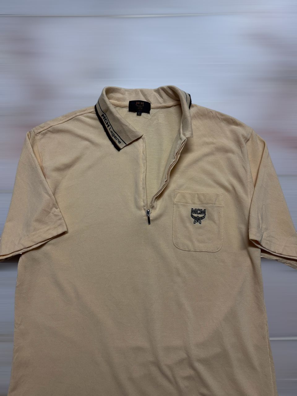 VINTAGE 1990s MCM HALF ZIPPER POLO TER EMBROIDERY LOGO