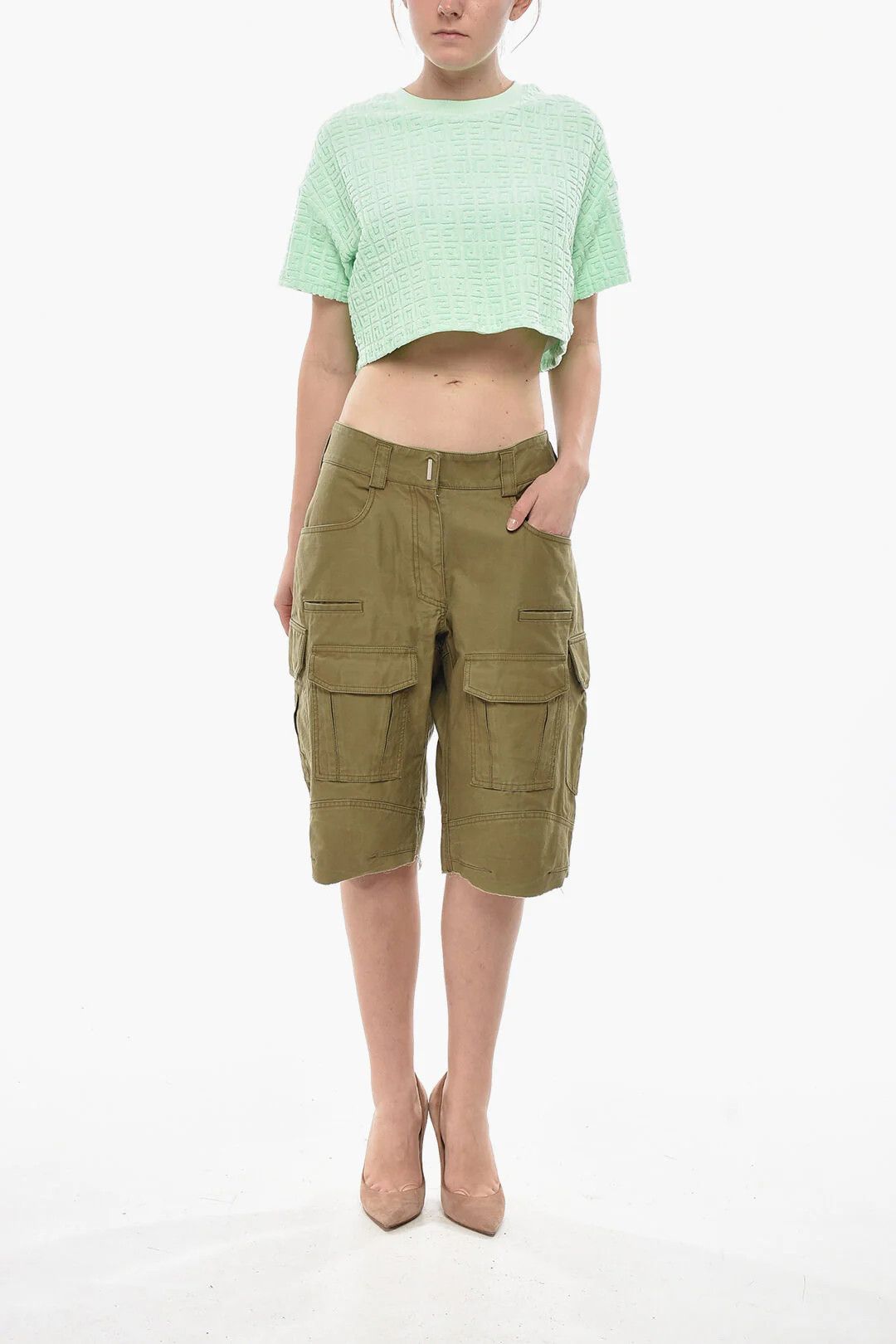 Givenchy og1mm0326 Cotton Cargo Short in Military Green Size 30" / US 8 / IT 44 - 3 Thumbnail