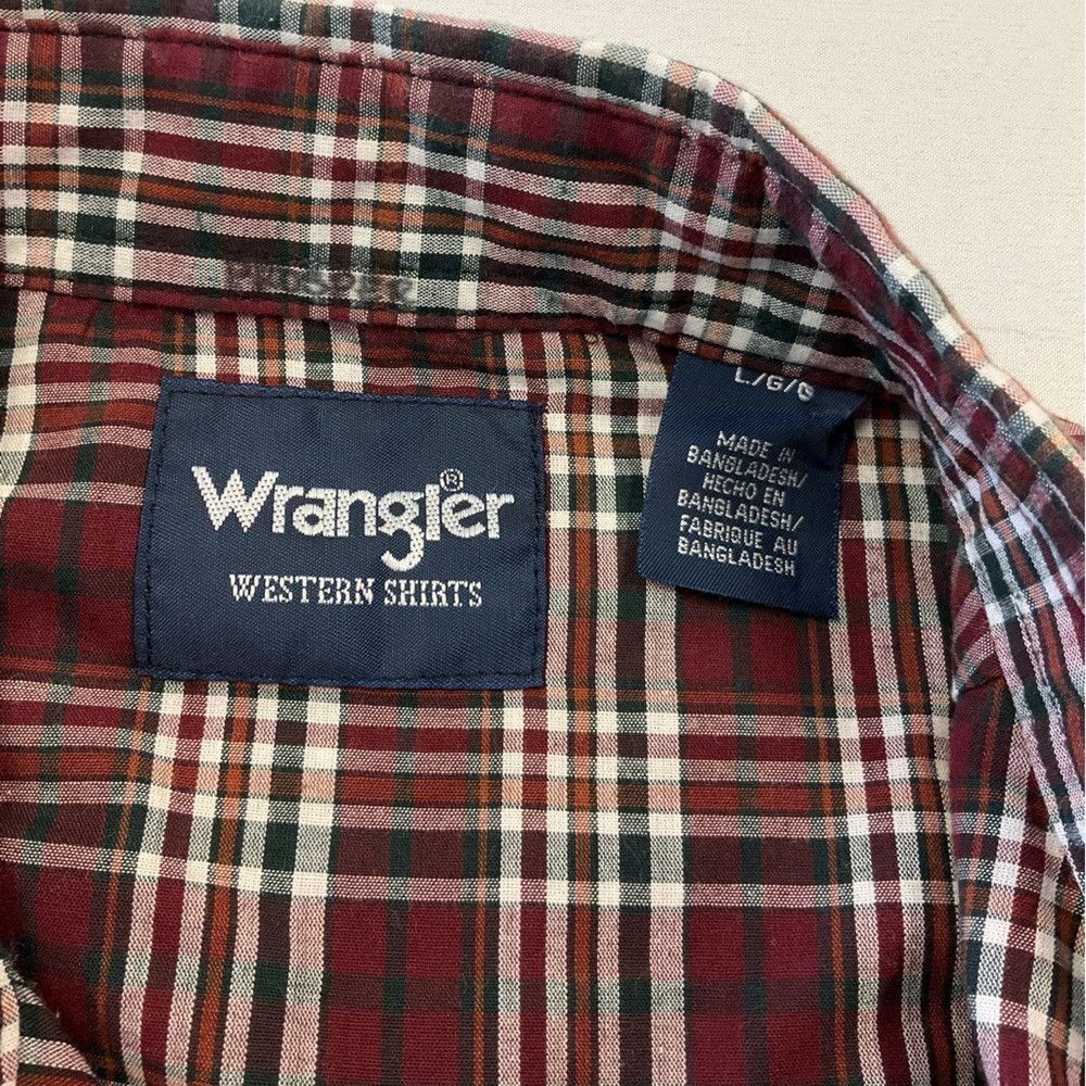 Western Rise × Wrangler Wrangler Western Burgundy Short Sleeve Pearl Snap Shirt Size US L / EU 52-54 / 3 - 2 Thumbnail
