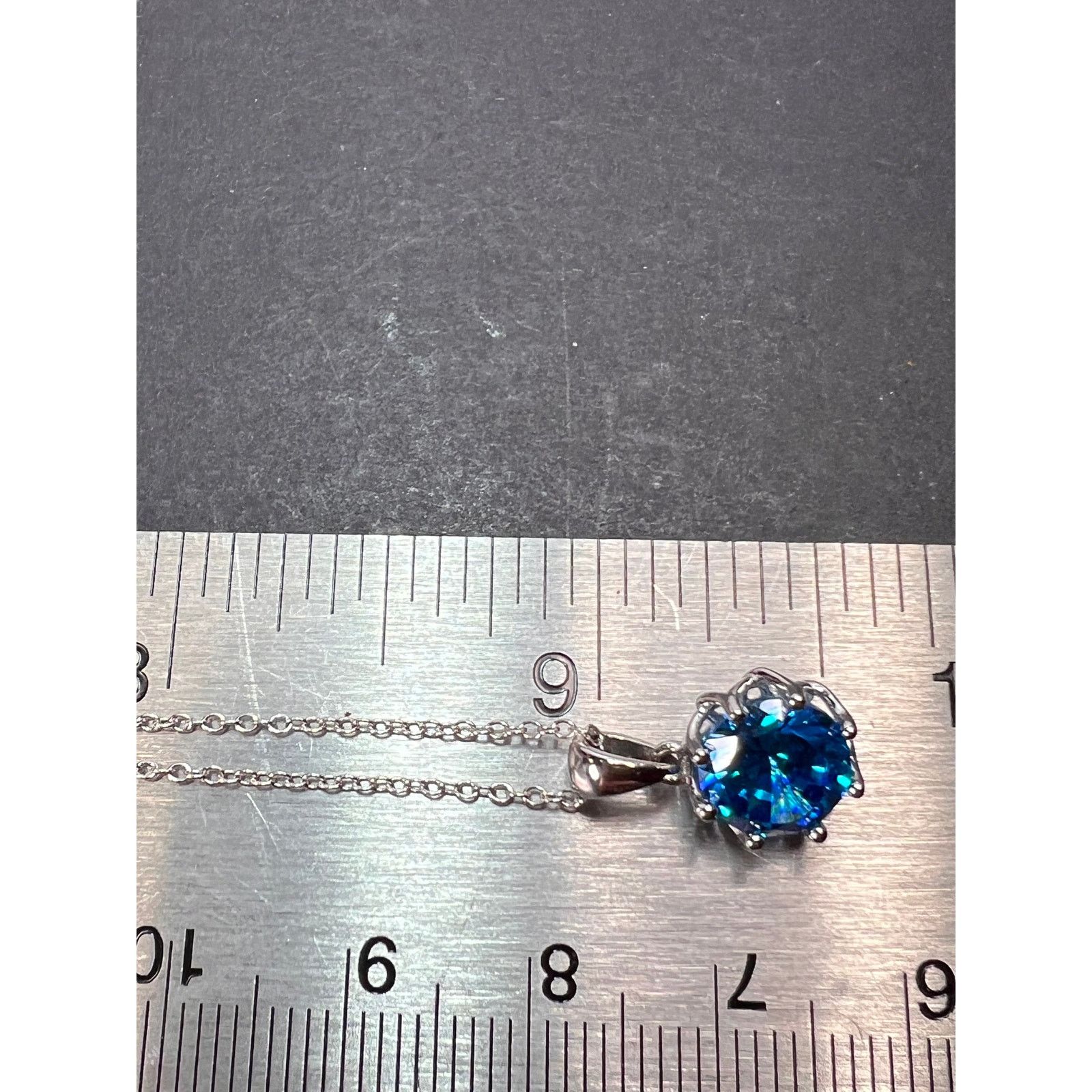 Other NEW Blue CZ rhodium over sterling silver pendant and chain Size ONE SIZE - 9 Thumbnail